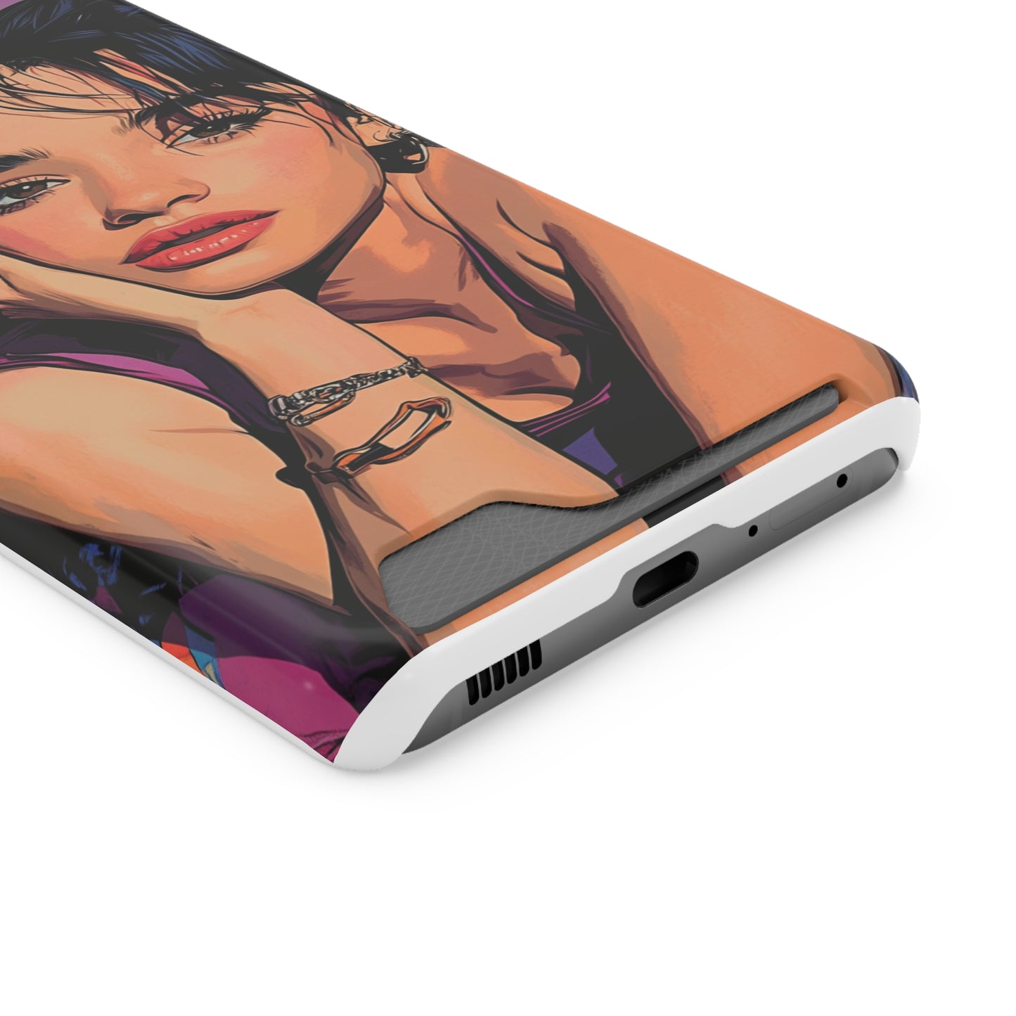 Vibrant Phone Case with Card Holder - Artistic Design for Fashion Lovers, Perfect Gift for Birthdays, Holidays, and Everyday Use