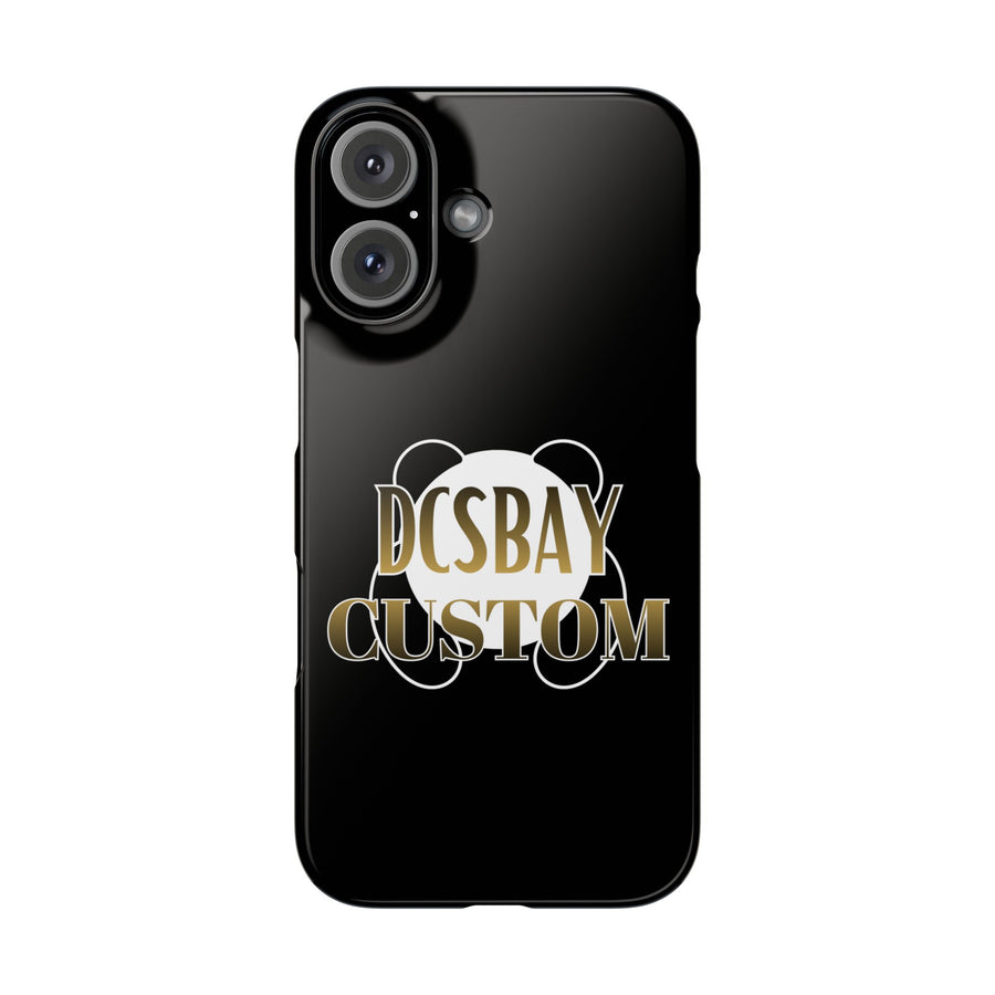 Phone Case — Glossy Black Custom "DCSBAY CUSTOM" Logo Snap Case