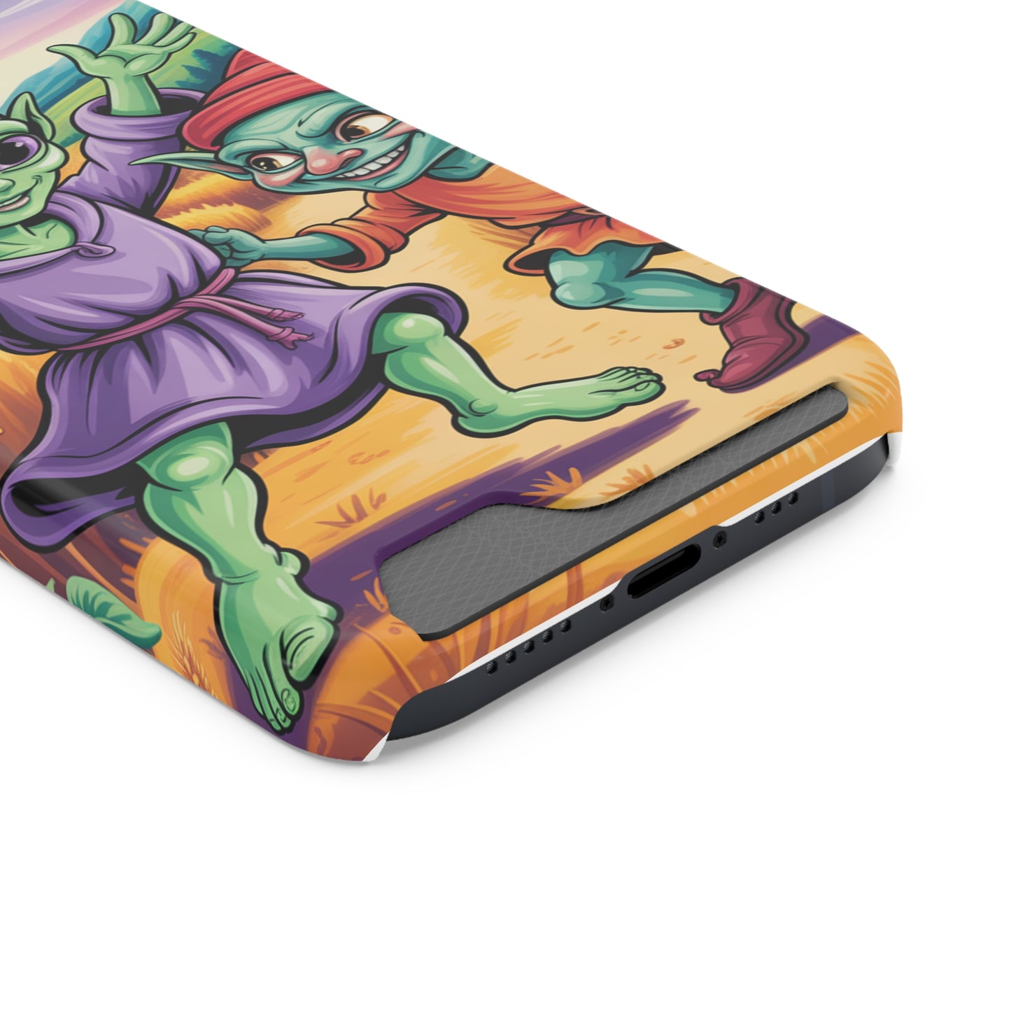 Playful Alien Phone Case with Card Holder | Cute Green Characters | Gift for Kids, Sci-Fi Fanatic, Birthday Fun, Unique Design