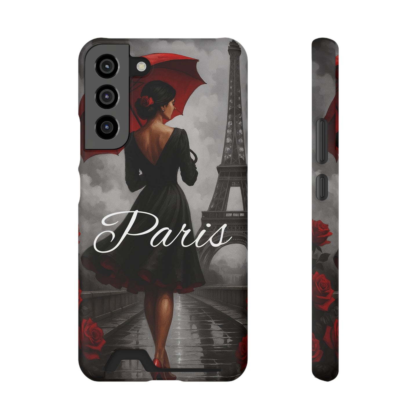 Elegant Parisian Phone Case with Card Holder, Stylish Gift for Travelers, Chic Accessory, Paris-themed, Practical Tech Holder