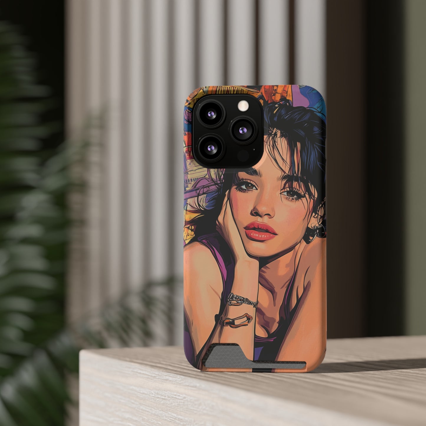 Vibrant Phone Case with Card Holder - Artistic Design for Fashion Lovers, Perfect Gift for Birthdays, Holidays, and Everyday Use
