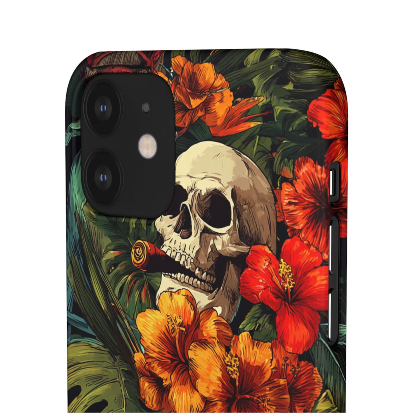 Tropical Skull Phone Case - Vibrant Floral Design, Skull Case for iPhone, Unique Tropical Art, Gift for Beach Lovers, Halloween Decor