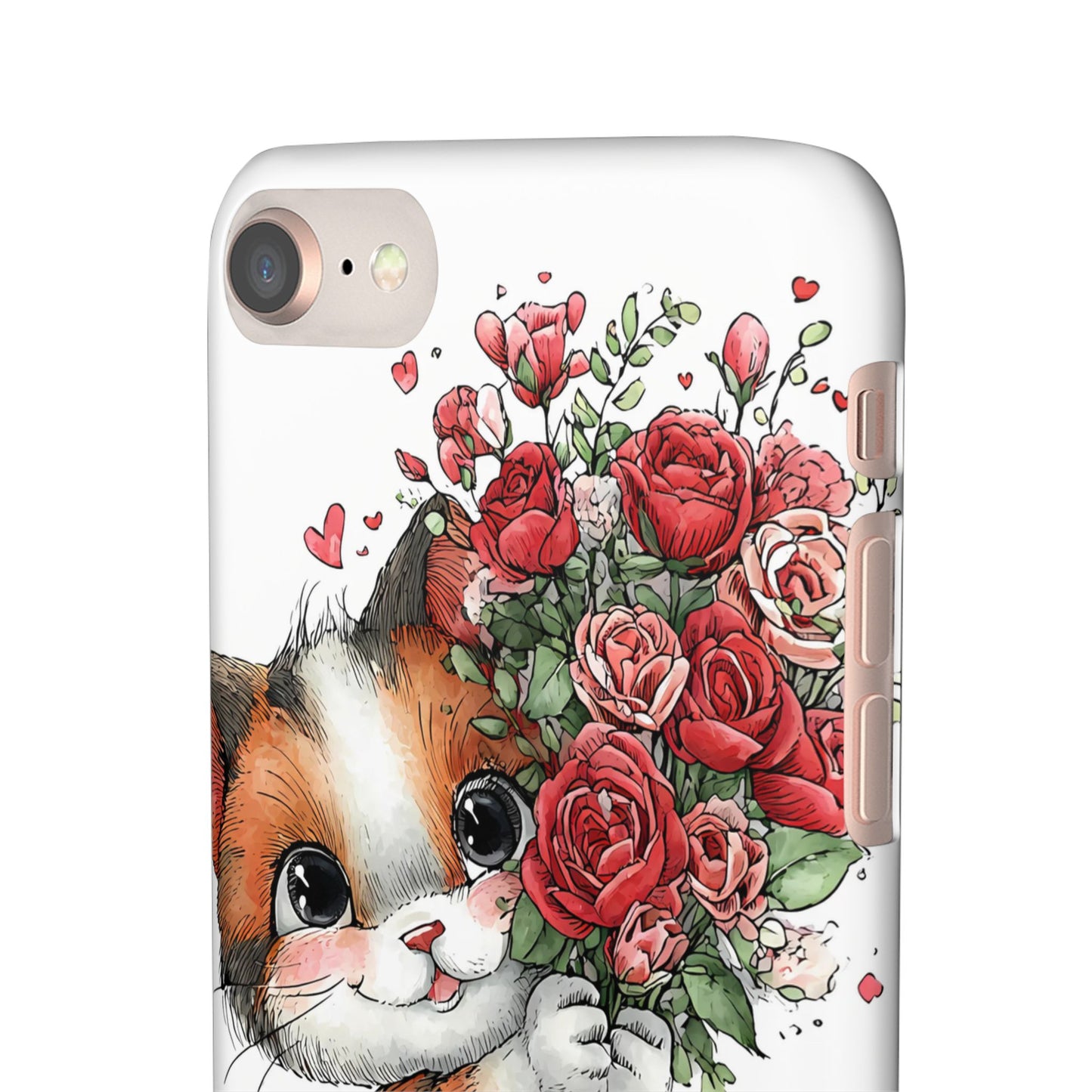 Cute Cat Snap Case with Floral Design, Pet Lovers Gift, Phone Protector for Valentine's Day, Cute Kitty Case, Animal Art Cover