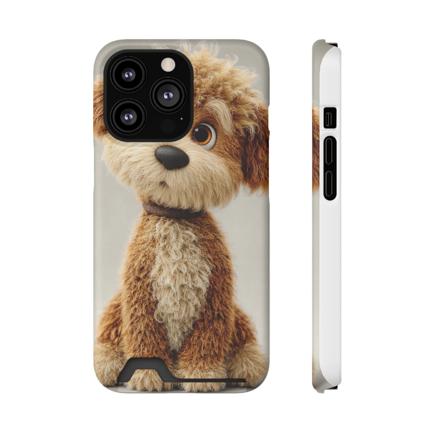 Cute Dog Phone Case With Card Holder, Pet Lover Gift, Stylish Phone Accessory, Dog-Themed Phone Cover, Animal Aesthetic