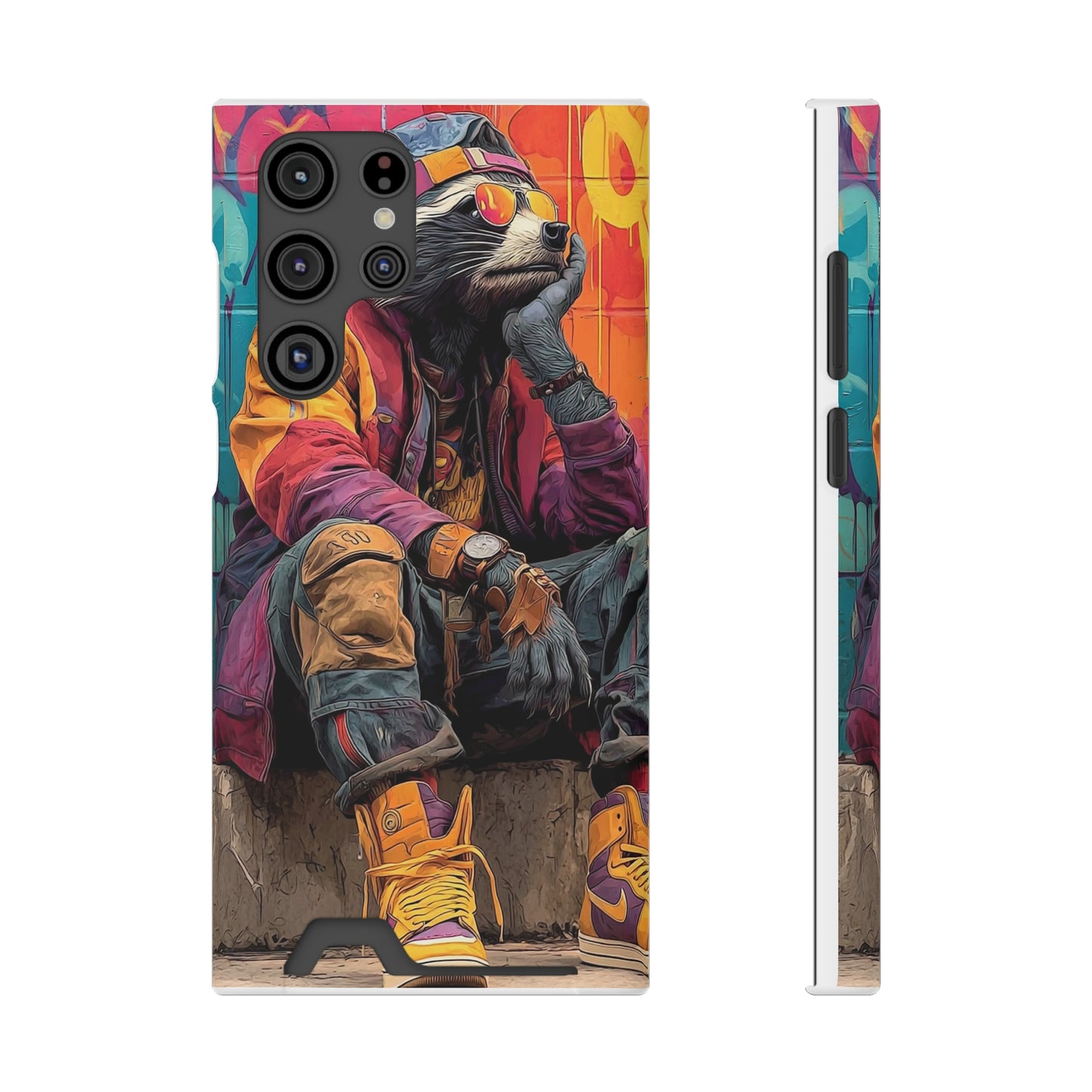 Stylish Phone Case With Card Holder, Trendy Mobile Accessory, Urban Art, Perfect Gift for Teens, Cool Gadget for Everyday Use