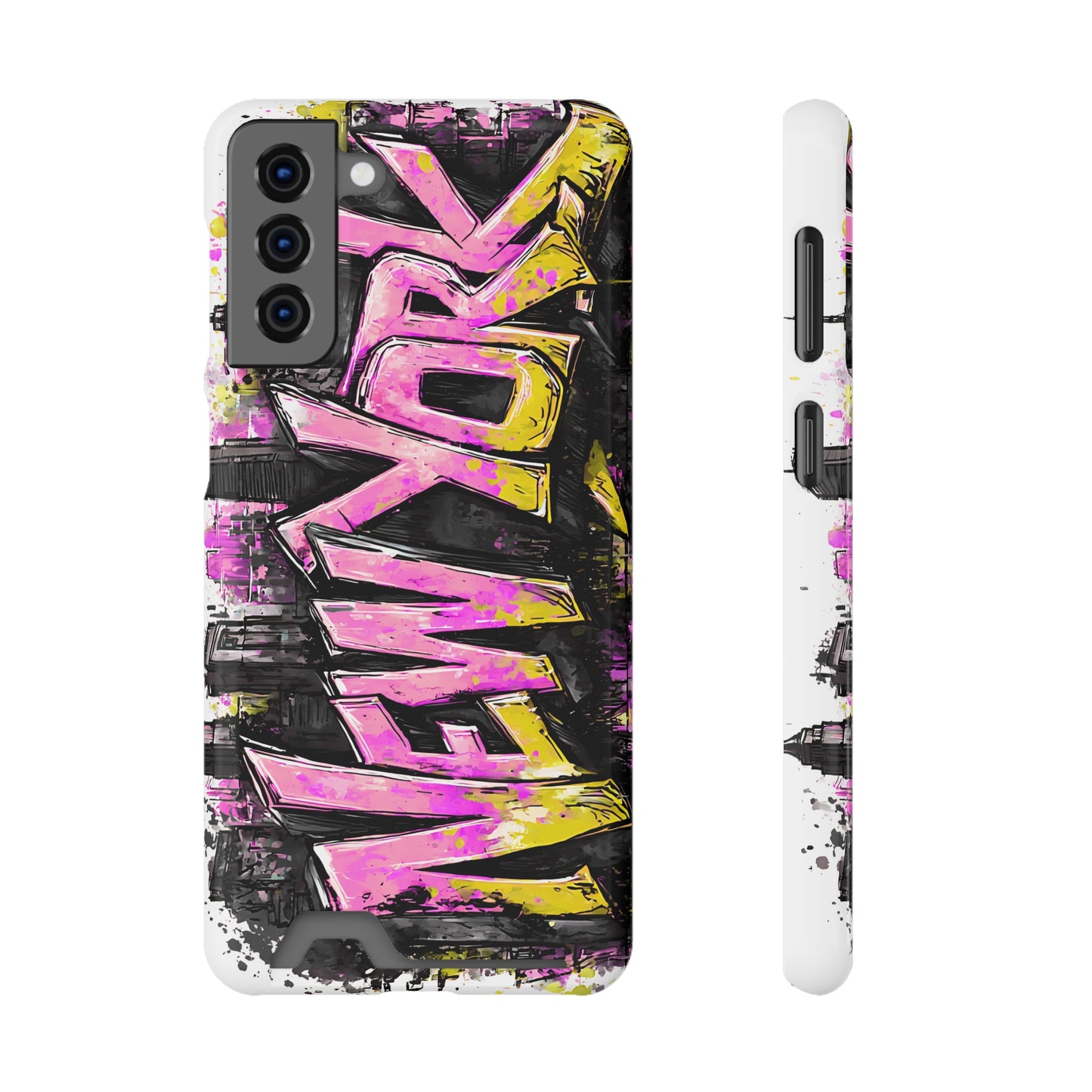 Urban Graffiti Phone Case with Card Holder, NY Street Art Phone Protection, Trendy Accessory, Gifts for City Lovers, Unique Tech Gift