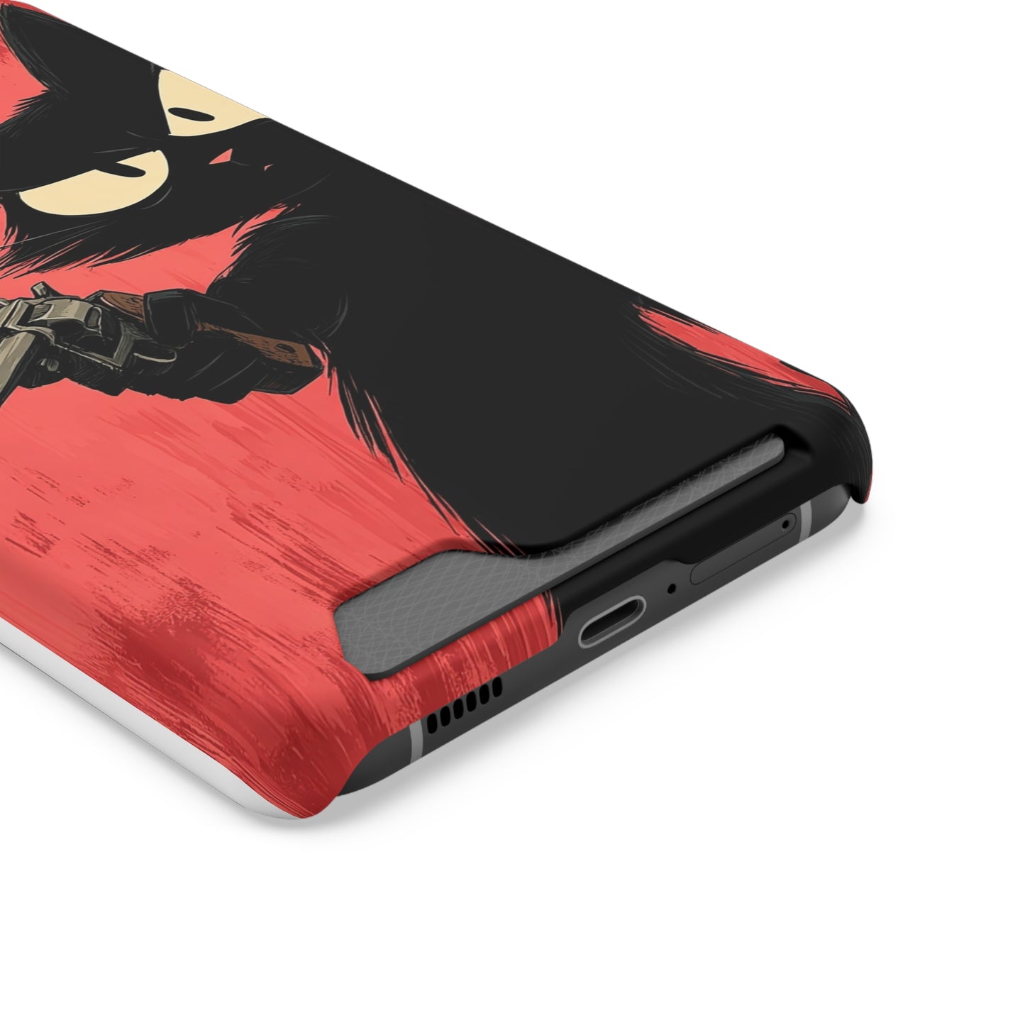 Stylish Catfather Phone Case with Card Holder - Cartoon Cat Art, Cat Lovers Gift, Functional Phone Accessory, Perfect for Any Occasion