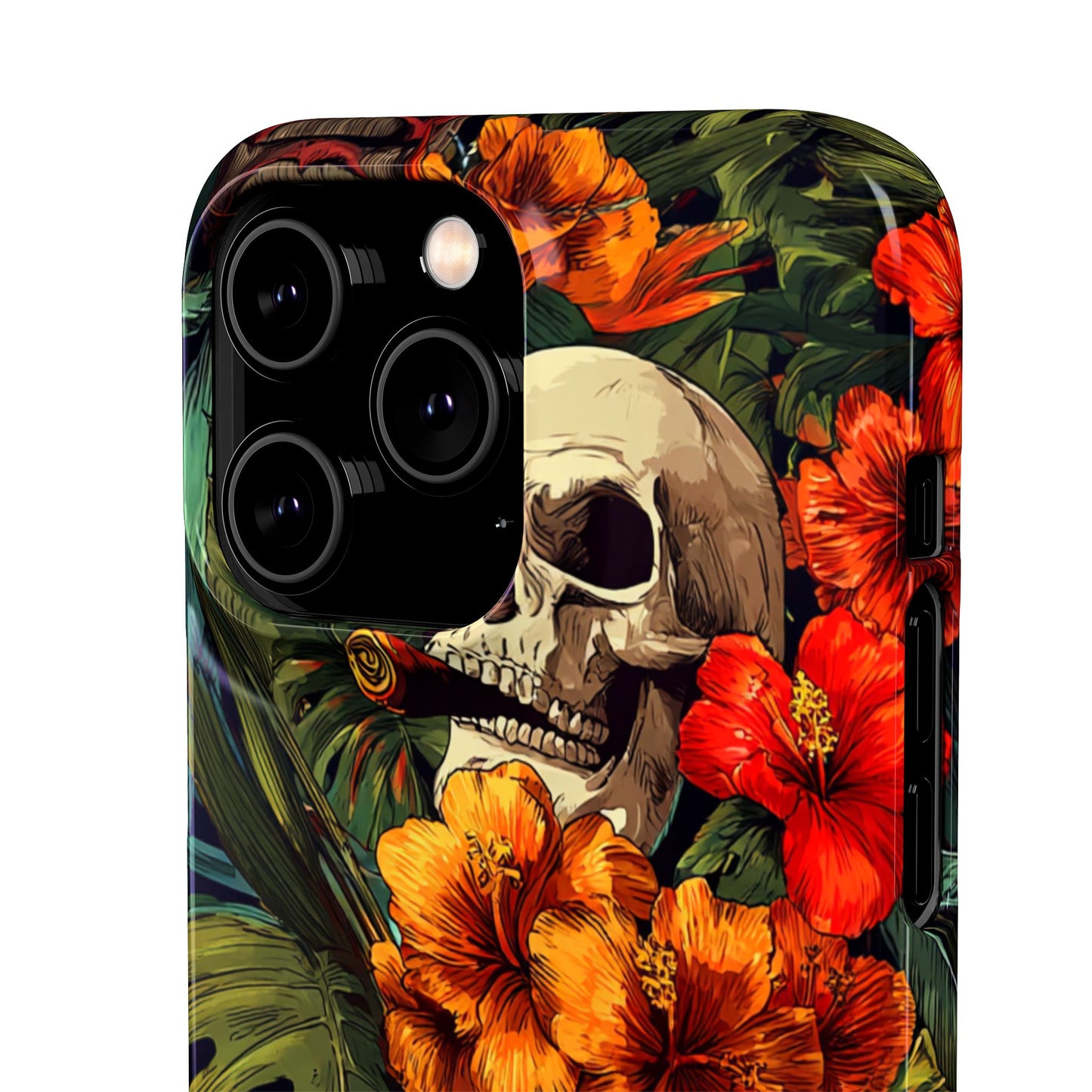 Tropical Skull Phone Case - Vibrant Floral Design, Skull Case for iPhone, Unique Tropical Art, Gift for Beach Lovers, Halloween Decor