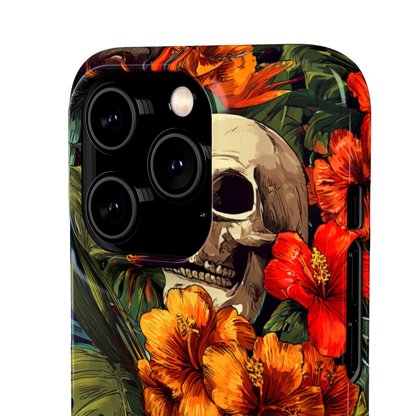 Tropical Skull Phone Case - Vibrant Floral Design, Skull Case for iPhone, Unique Tropical Art, Gift for Beach Lovers, Halloween Decor