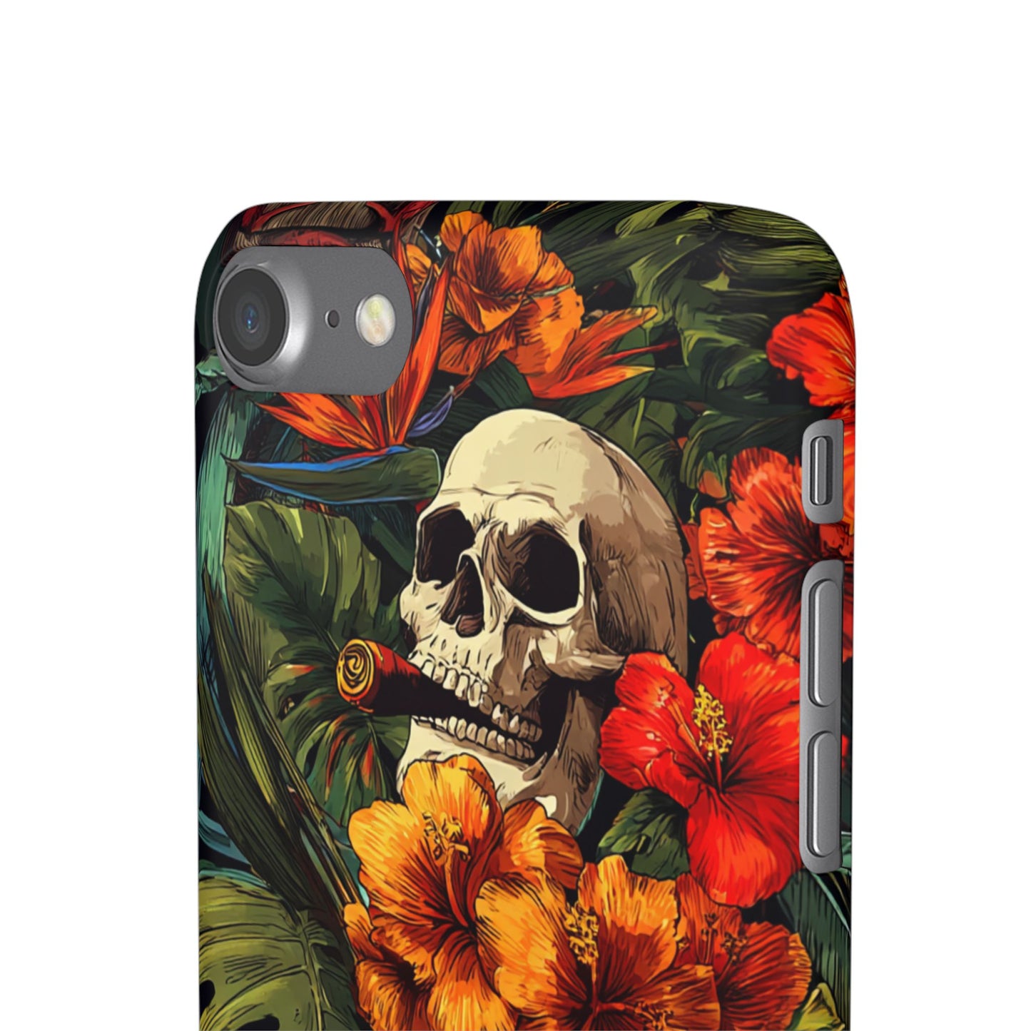 Tropical Skull Phone Case - Vibrant Floral Design, Skull Case for iPhone, Unique Tropical Art, Gift for Beach Lovers, Halloween Decor