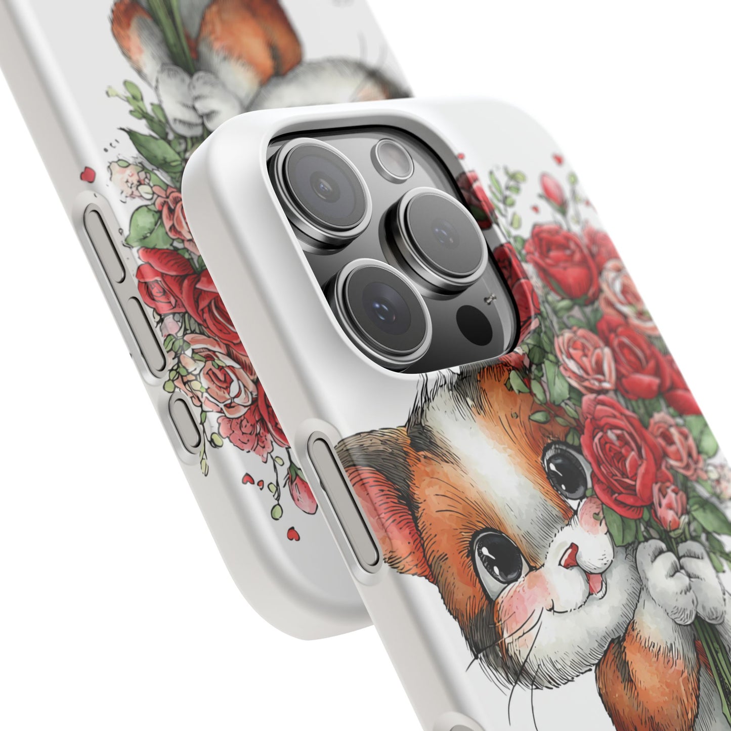 Cute Cat Snap Case with Floral Design, Pet Lovers Gift, Phone Protector for Valentine's Day, Cute Kitty Case, Animal Art Cover