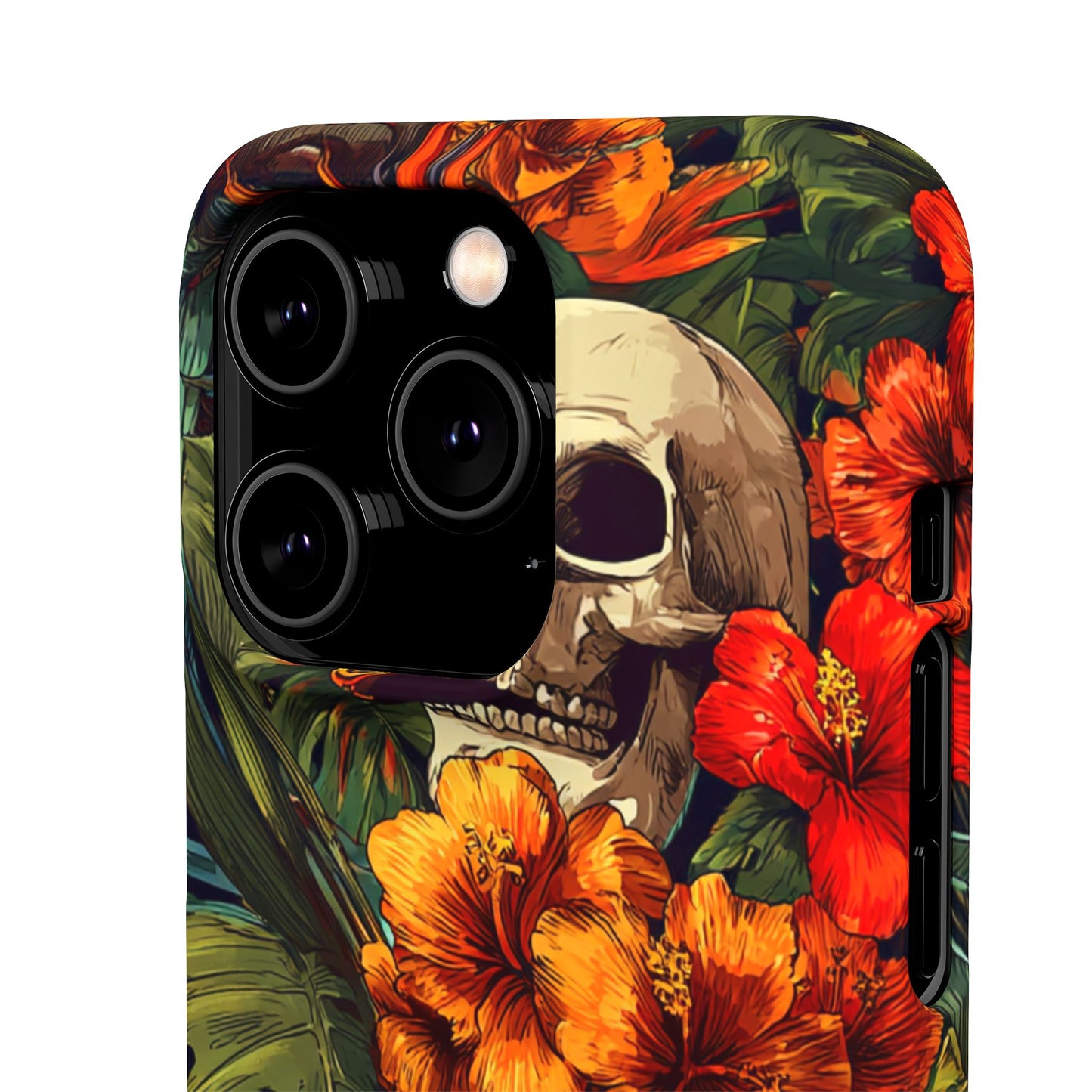 Tropical Skull Phone Case - Vibrant Floral Design, Skull Case for iPhone, Unique Tropical Art, Gift for Beach Lovers, Halloween Decor