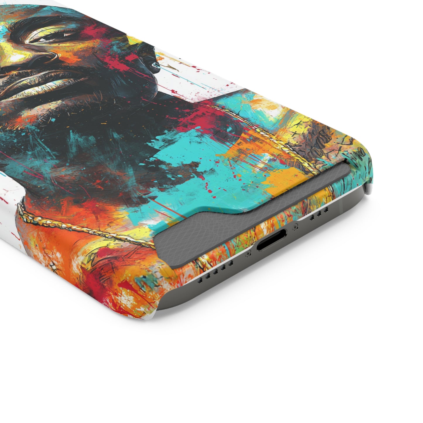 Vibrant Phone Case with Card Holder, Abstract Art Phone Cover, Stylish Smartphone Case, Unique Gift for Music Lovers, Hip-Hop Inspired Case