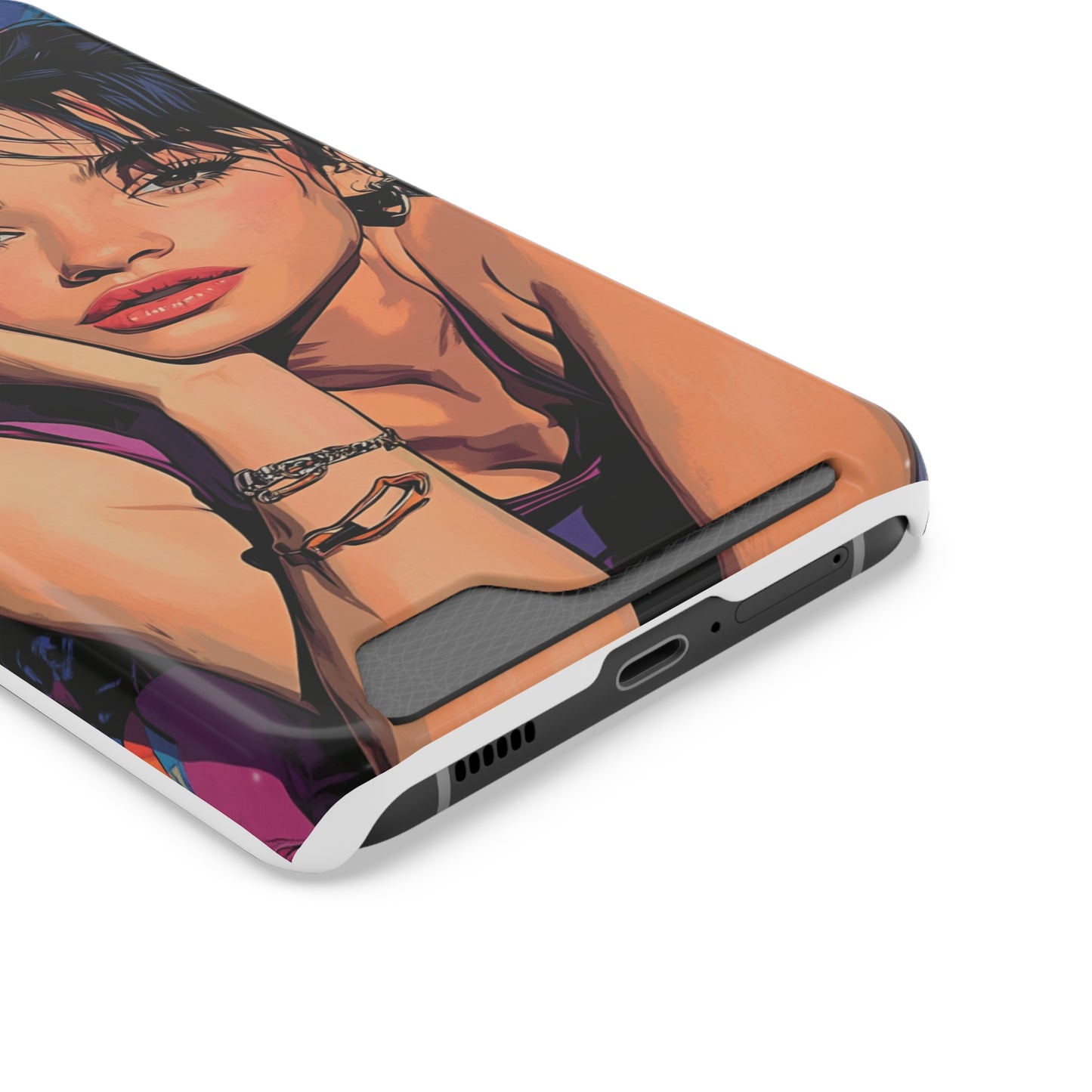 Vibrant Phone Case with Card Holder - Artistic Design for Fashion Lovers, Perfect Gift for Birthdays, Holidays, and Everyday Use