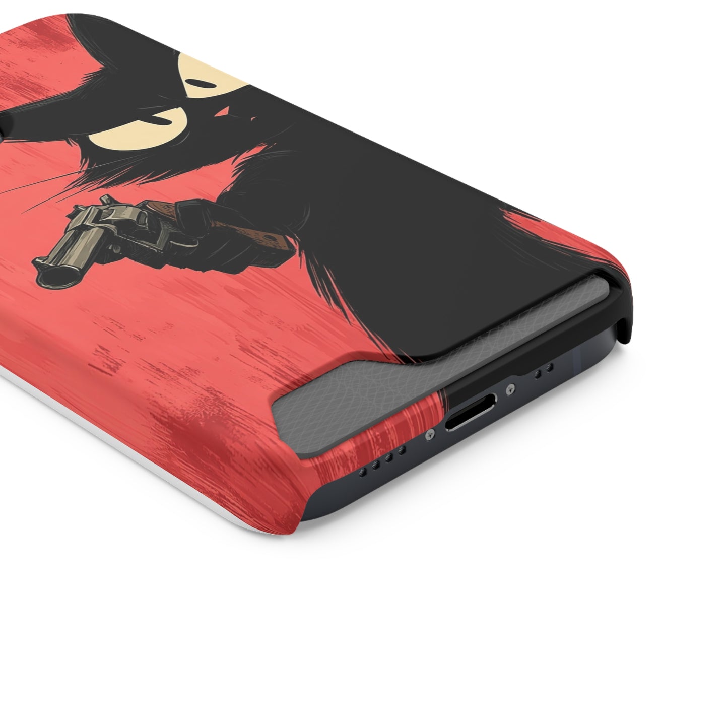 Stylish Catfather Phone Case with Card Holder - Cartoon Cat Art, Cat Lovers Gift, Functional Phone Accessory, Perfect for Any Occasion