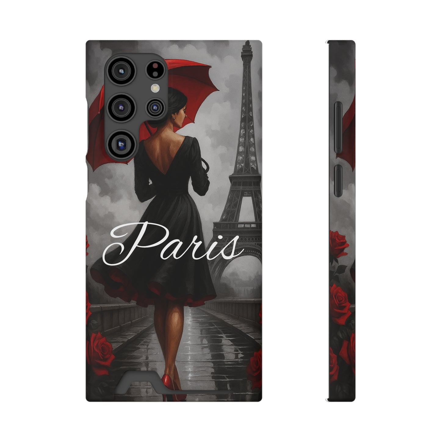 Elegant Parisian Phone Case with Card Holder, Stylish Gift for Travelers, Chic Accessory, Paris-themed, Practical Tech Holder