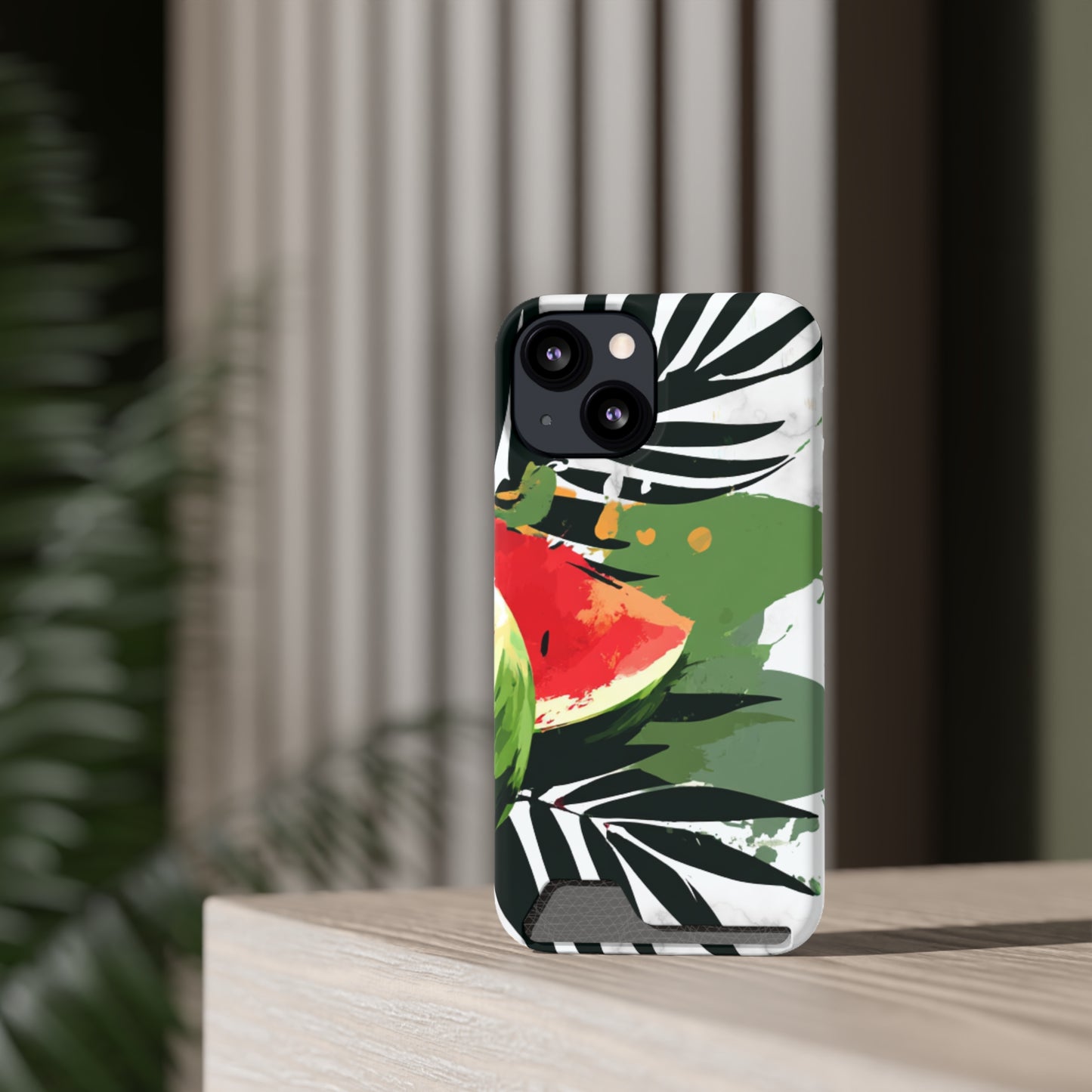 Tropical Phone Case with Card Holder, Floral Smartphone Cover, Summery Accessory, Gift for Beach Lovers, Vacation Essentials