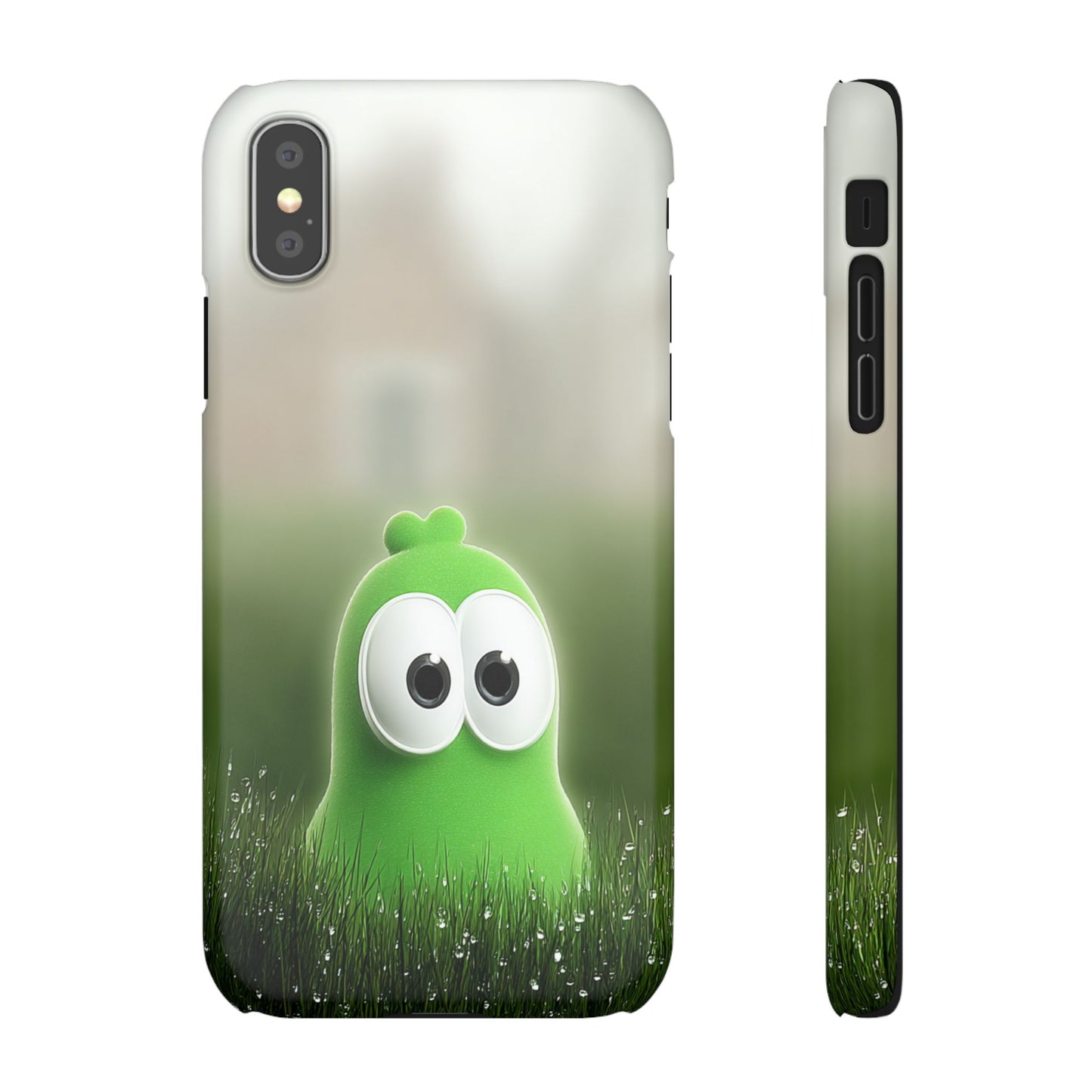 Cute Green Creature Phone Case, Snap Cases, Green Monster Phone Cover, Fun Phone Accessory, Playful Gift for Kids