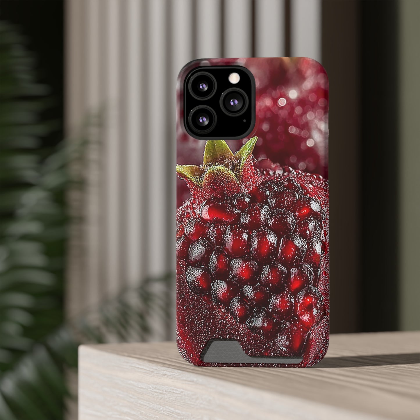 Pomegranate Phone Case with Card Holder, Durable Cover for Vegan Lovers, Fun Gift for Fruit Enthusiasts, Cute Accessory for Everyday Use