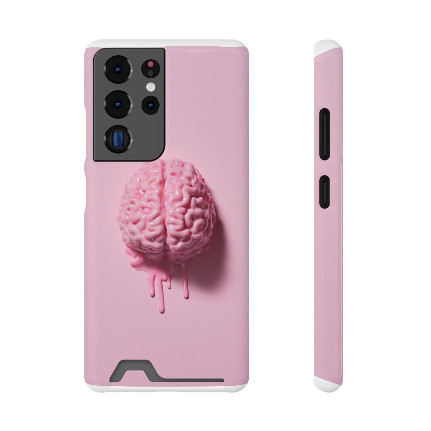Brain Design Phone Case With Card Holder, Cute Tech Accessory, Unique Gift for Students, Stylish Phone Protection, Valentine's Day, Birthday
