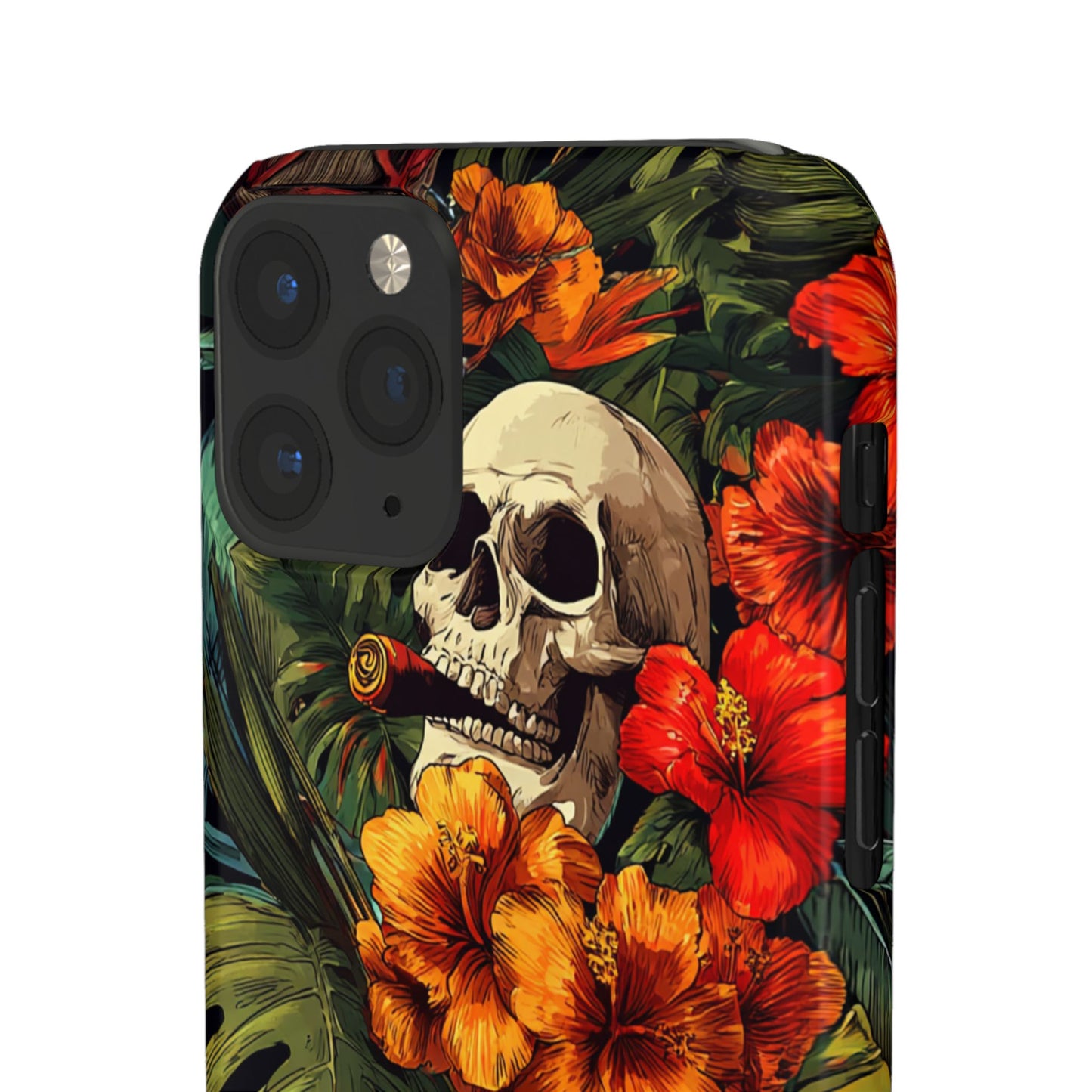 Tropical Skull Phone Case - Vibrant Floral Design, Skull Case for iPhone, Unique Tropical Art, Gift for Beach Lovers, Halloween Decor