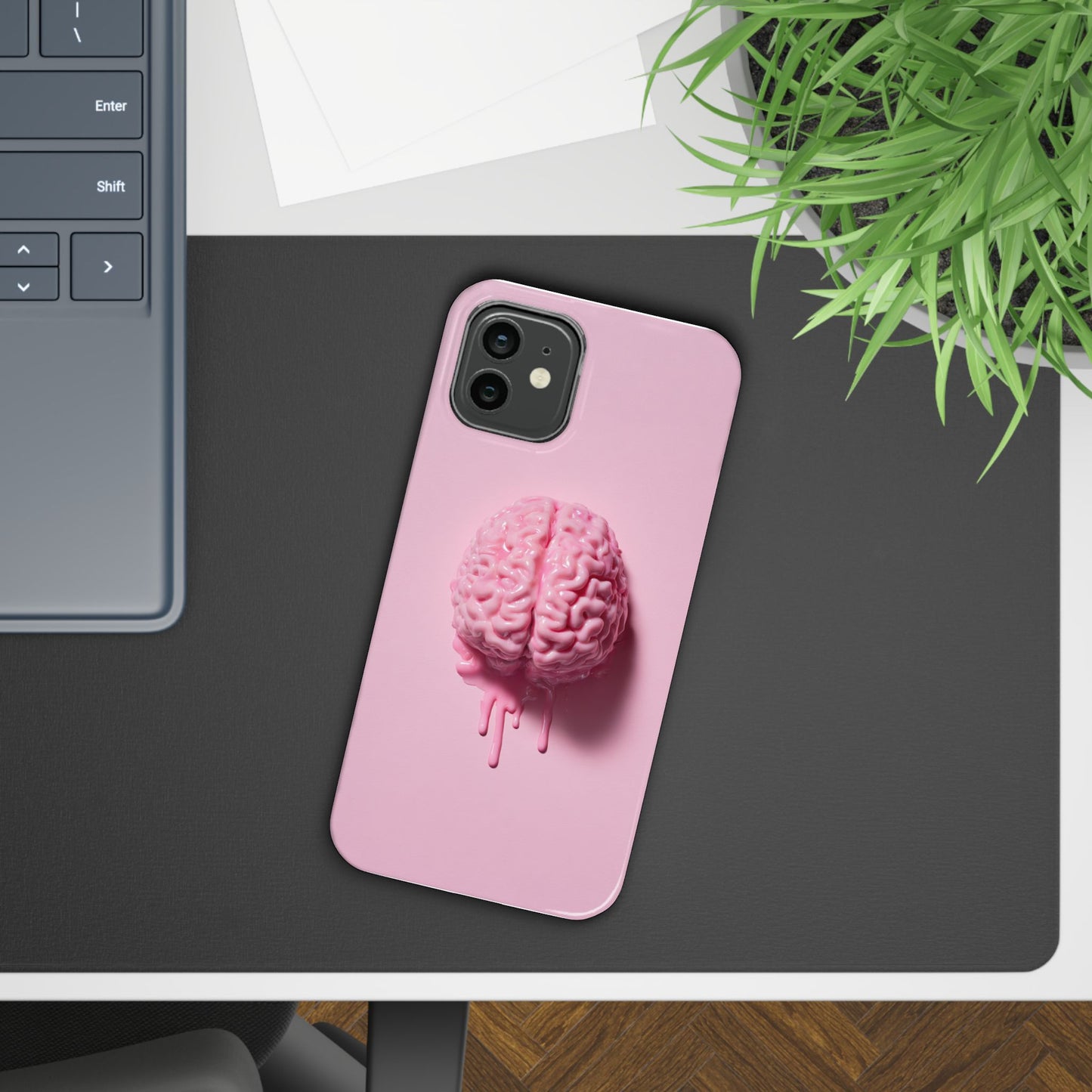 Slim Cases, Brain Design Phone Case With Card Holder, Cute Tech Accessory, Unique Gift for Students, Stylish Phone Protection, Valentine's