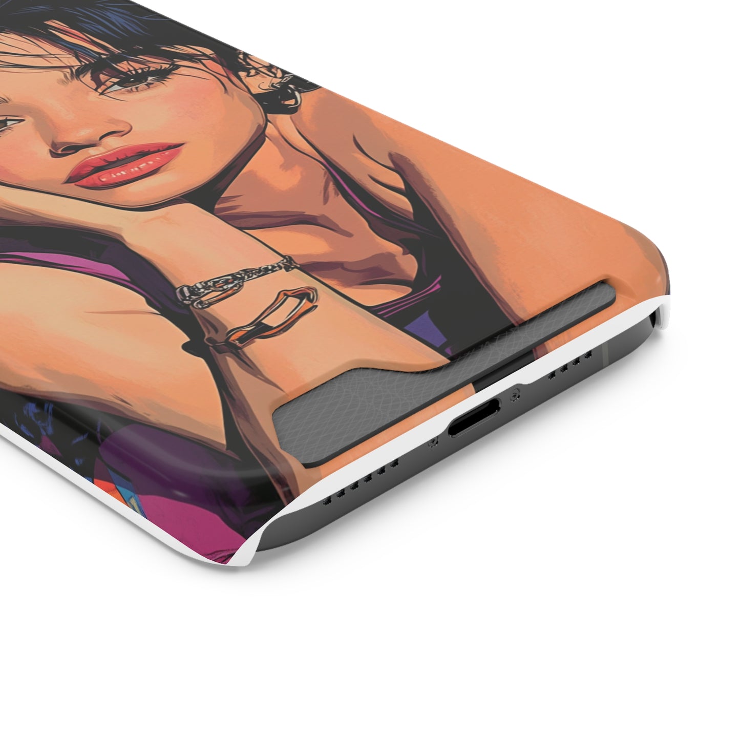 Vibrant Phone Case with Card Holder - Artistic Design for Fashion Lovers, Perfect Gift for Birthdays, Holidays, and Everyday Use