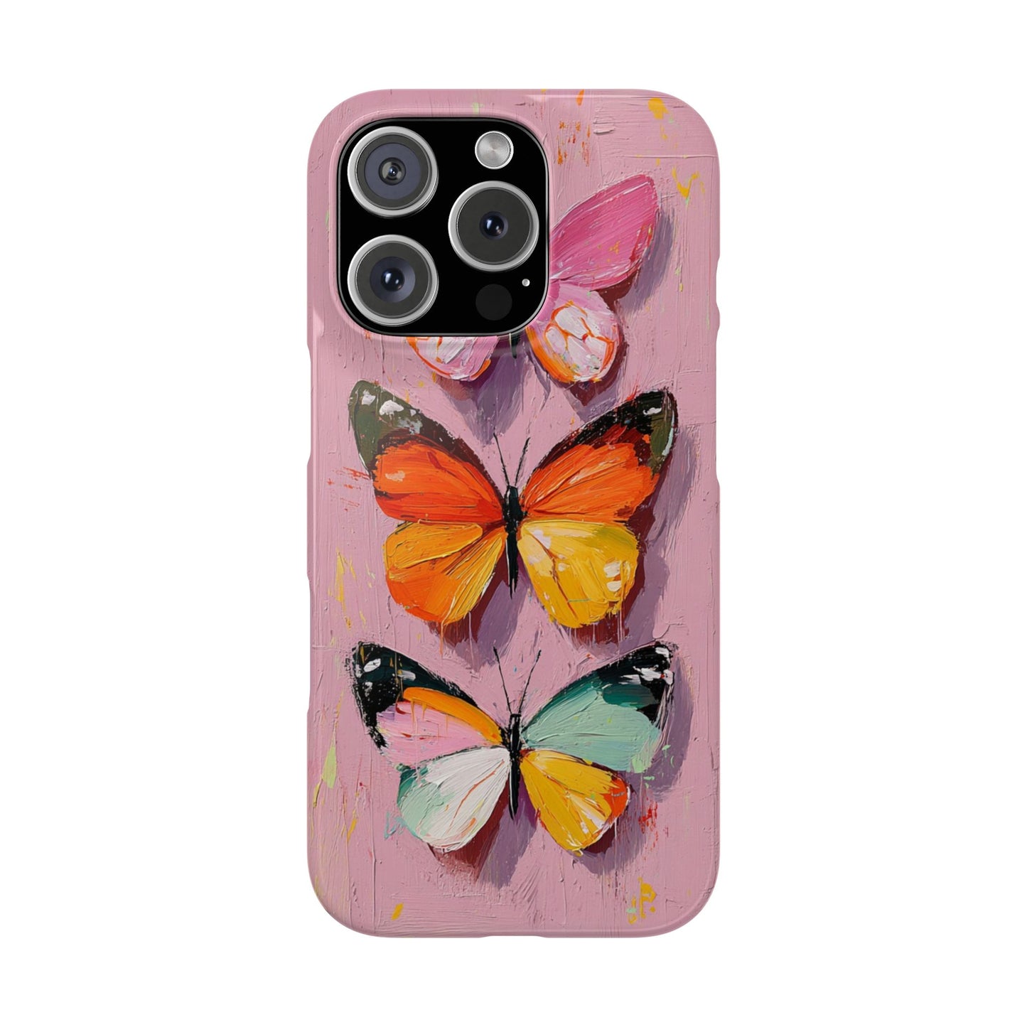 Pink Butterfly Snap Case Cover For iPhone and Samsung