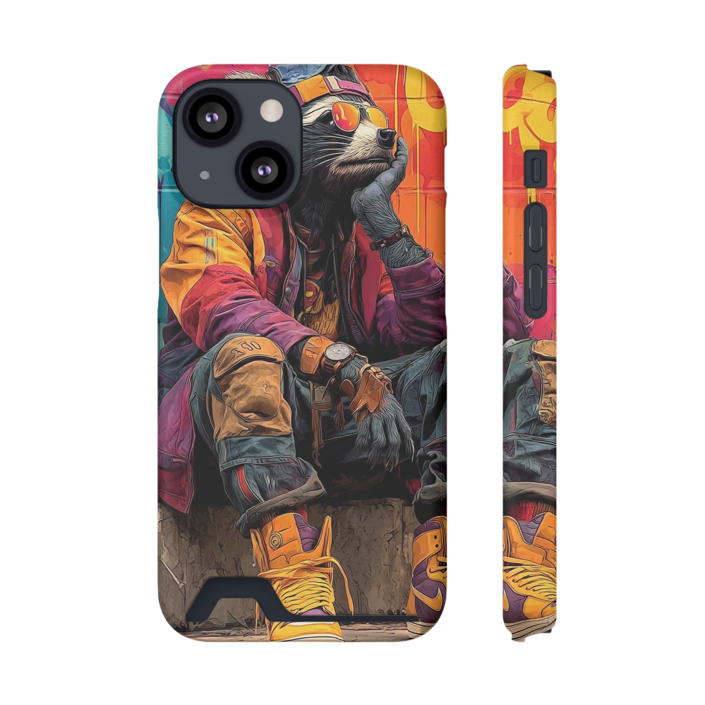 Stylish Phone Case With Card Holder, Trendy Mobile Accessory, Urban Art, Perfect Gift for Teens, Cool Gadget for Everyday Use