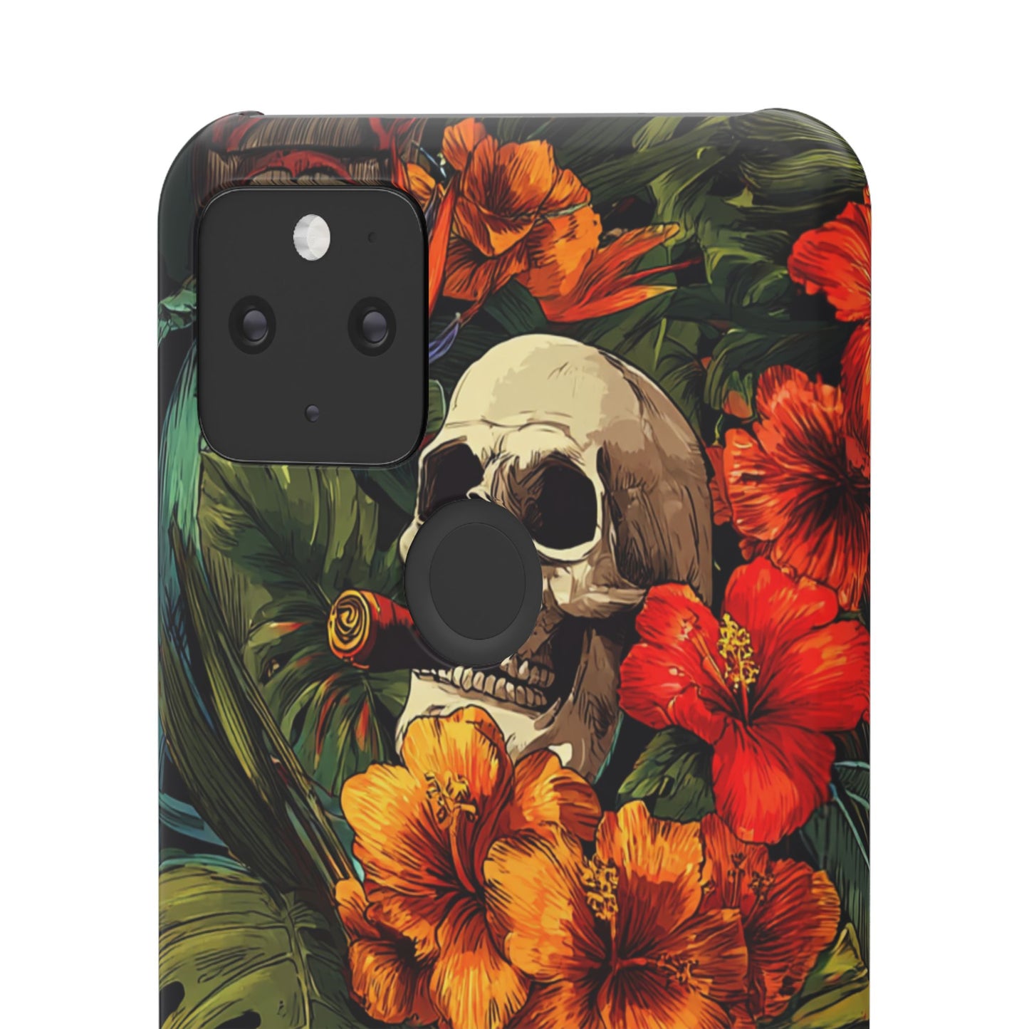 Tropical Skull Phone Case - Vibrant Floral Design, Skull Case for iPhone, Unique Tropical Art, Gift for Beach Lovers, Halloween Decor
