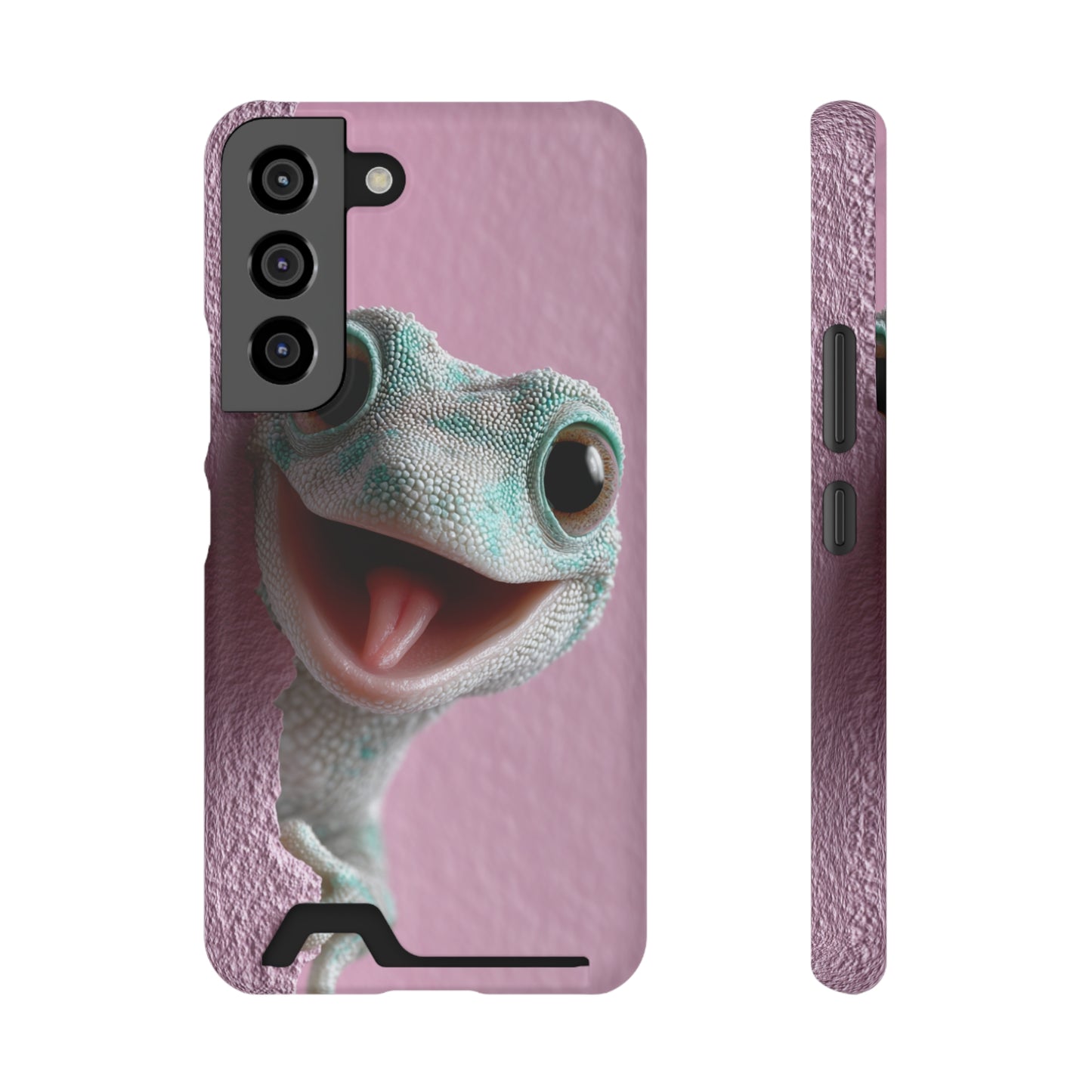 Fun Gecko Phone Case with Card Holder, Cute Cell Phone Accessory, Animal Lover Gift, Party Favor, Unique Phone Cover