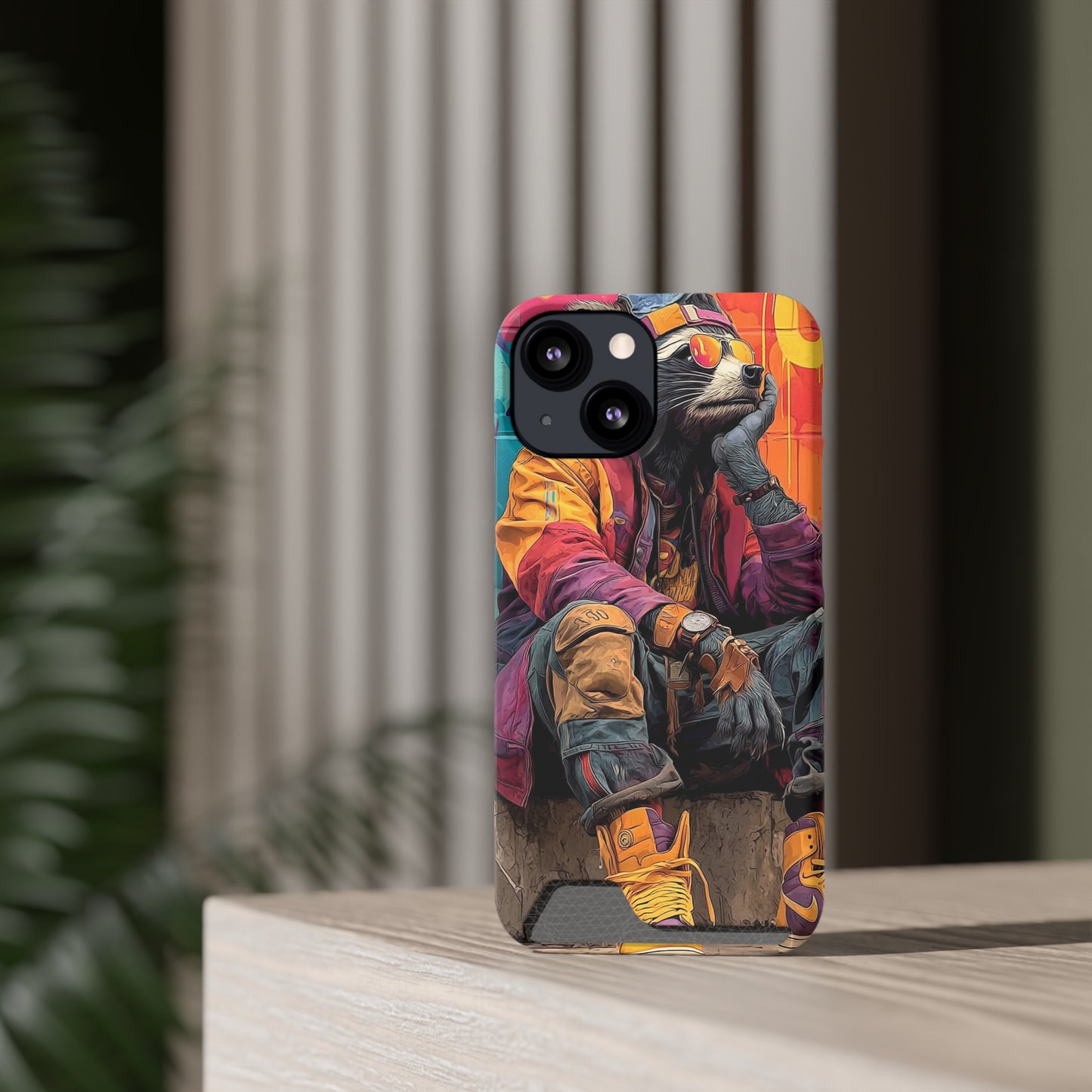 Stylish Phone Case With Card Holder, Trendy Mobile Accessory, Urban Art, Perfect Gift for Teens, Cool Gadget for Everyday Use