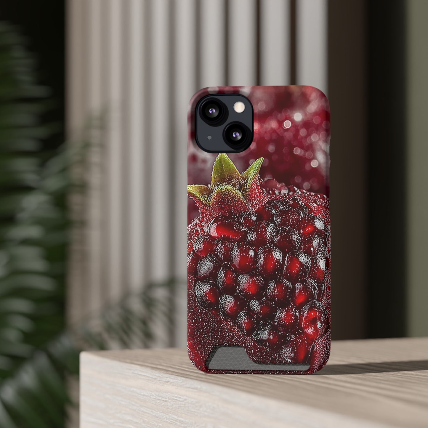 Pomegranate Phone Case with Card Holder, Durable Cover for Vegan Lovers, Fun Gift for Fruit Enthusiasts, Cute Accessory for Everyday Use
