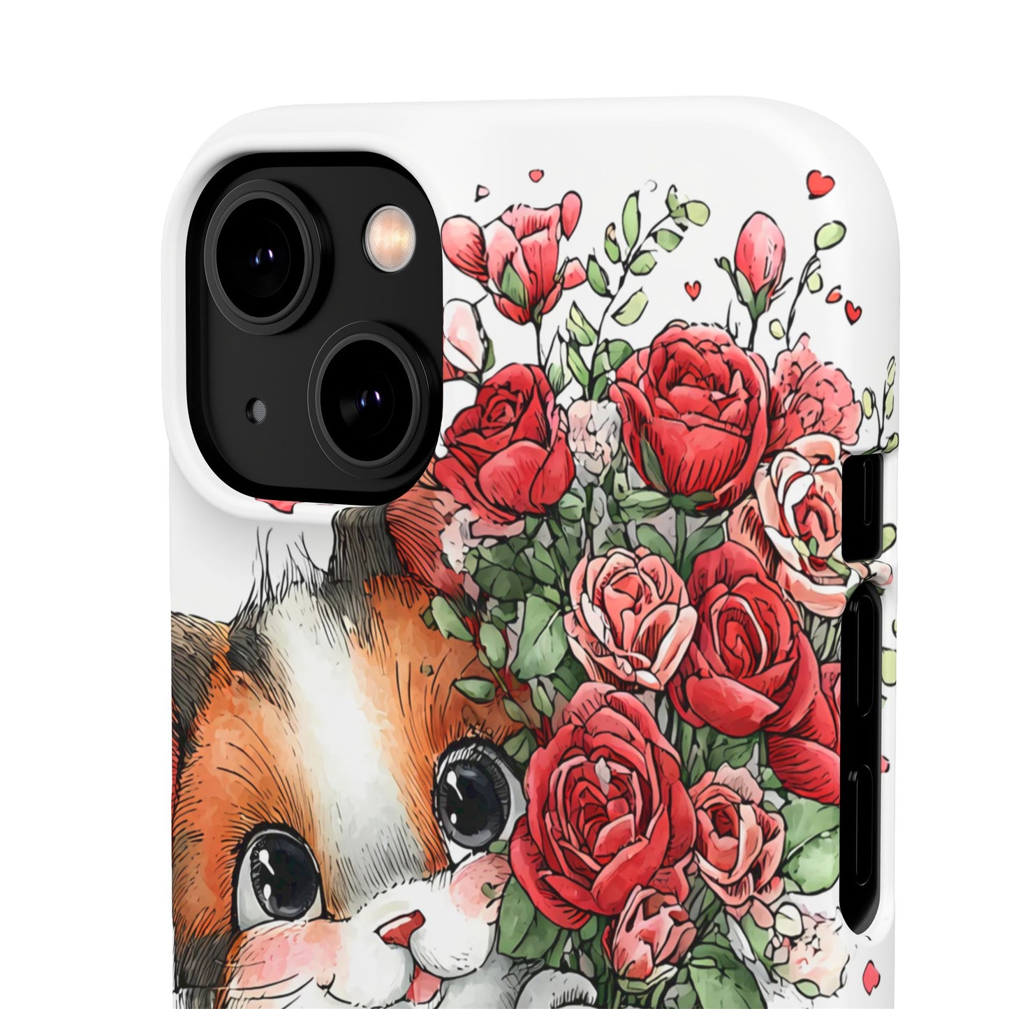 Cute Cat Snap Case with Floral Design, Pet Lovers Gift, Phone Protector for Valentine's Day, Cute Kitty Case, Animal Art Cover