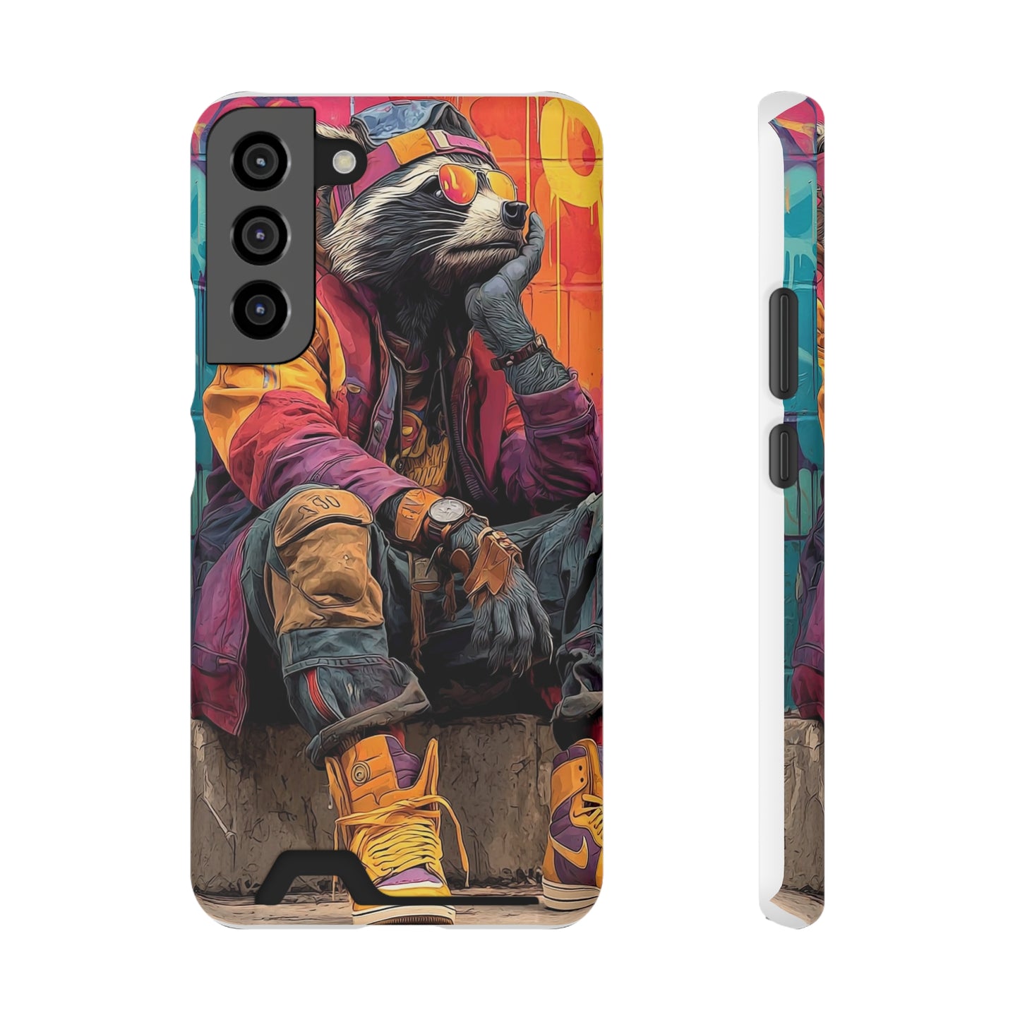 Stylish Phone Case With Card Holder, Trendy Mobile Accessory, Urban Art, Perfect Gift for Teens, Cool Gadget for Everyday Use