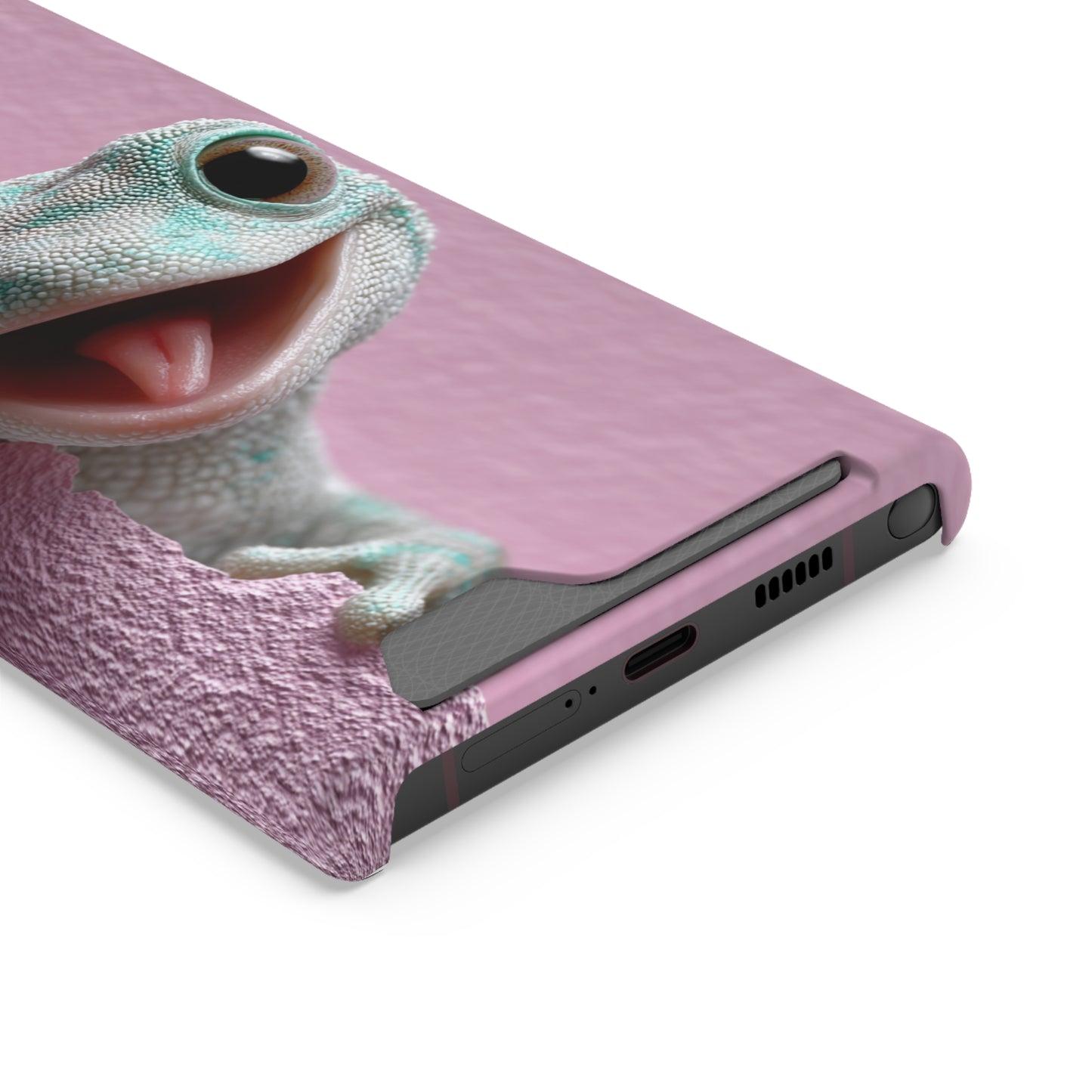 Fun Gecko Phone Case with Card Holder, Cute Cell Phone Accessory, Animal Lover Gift, Party Favor, Unique Phone Cover