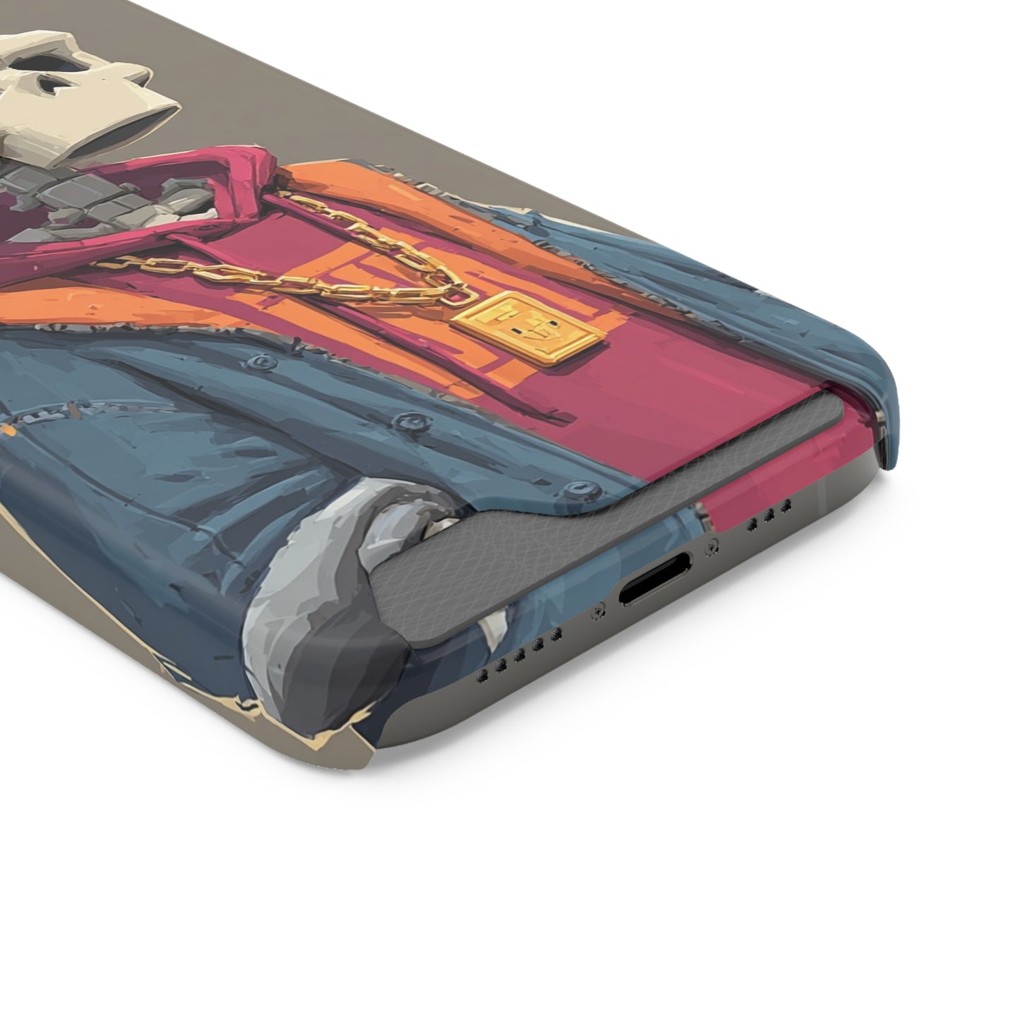 Stylish Skeleton Phone Case with Card Holder, Trendy Skull Case, Unique Gift for Tech Lovers, Halloween Decor, Everyday Use
