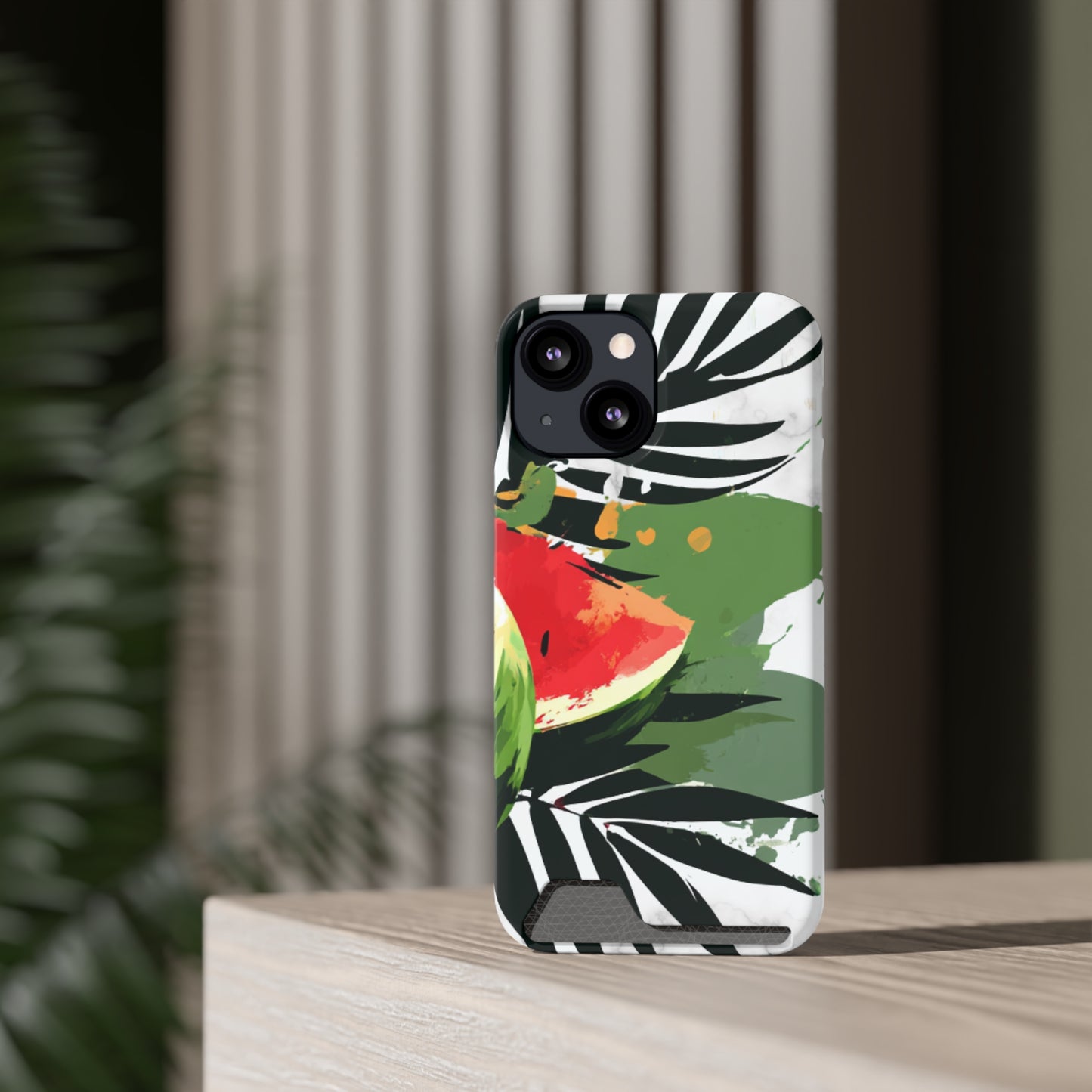 Tropical Phone Case with Card Holder, Floral Smartphone Cover, Summery Accessory, Gift for Beach Lovers, Vacation Essentials