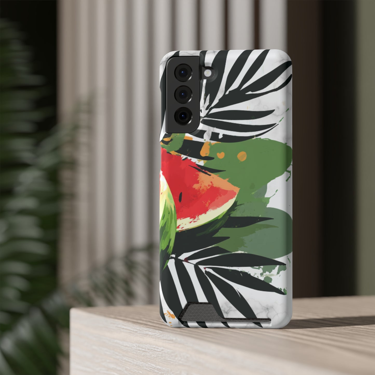 Tropical Phone Case with Card Holder, Floral Smartphone Cover, Summery Accessory, Gift for Beach Lovers, Vacation Essentials