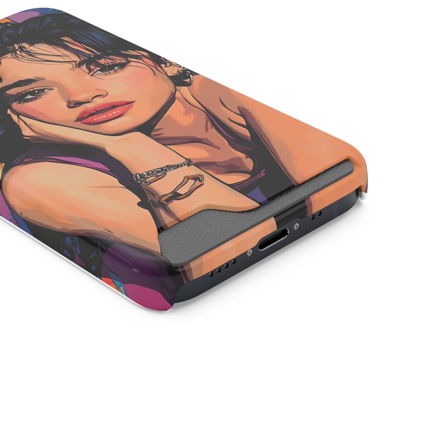 Vibrant Phone Case with Card Holder - Artistic Design for Fashion Lovers, Perfect Gift for Birthdays, Holidays, and Everyday Use