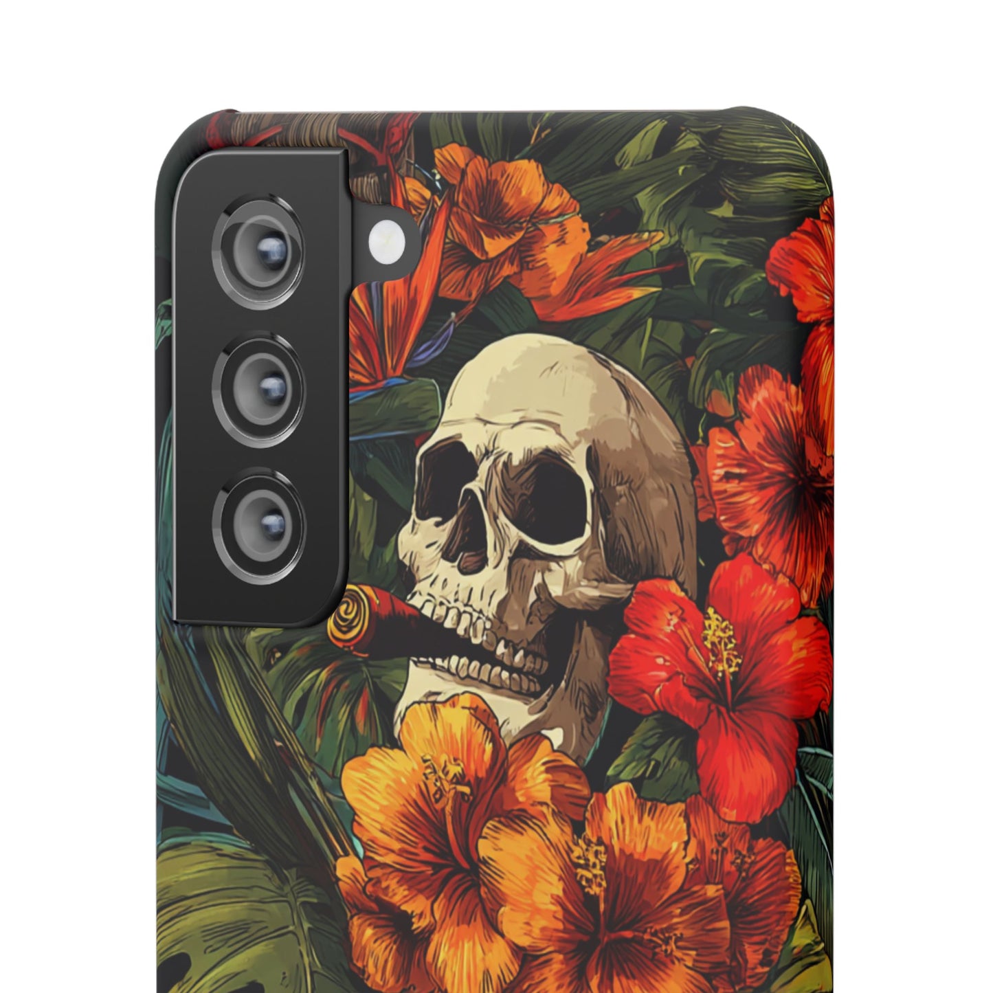 Tropical Skull Phone Case - Vibrant Floral Design, Skull Case for iPhone, Unique Tropical Art, Gift for Beach Lovers, Halloween Decor