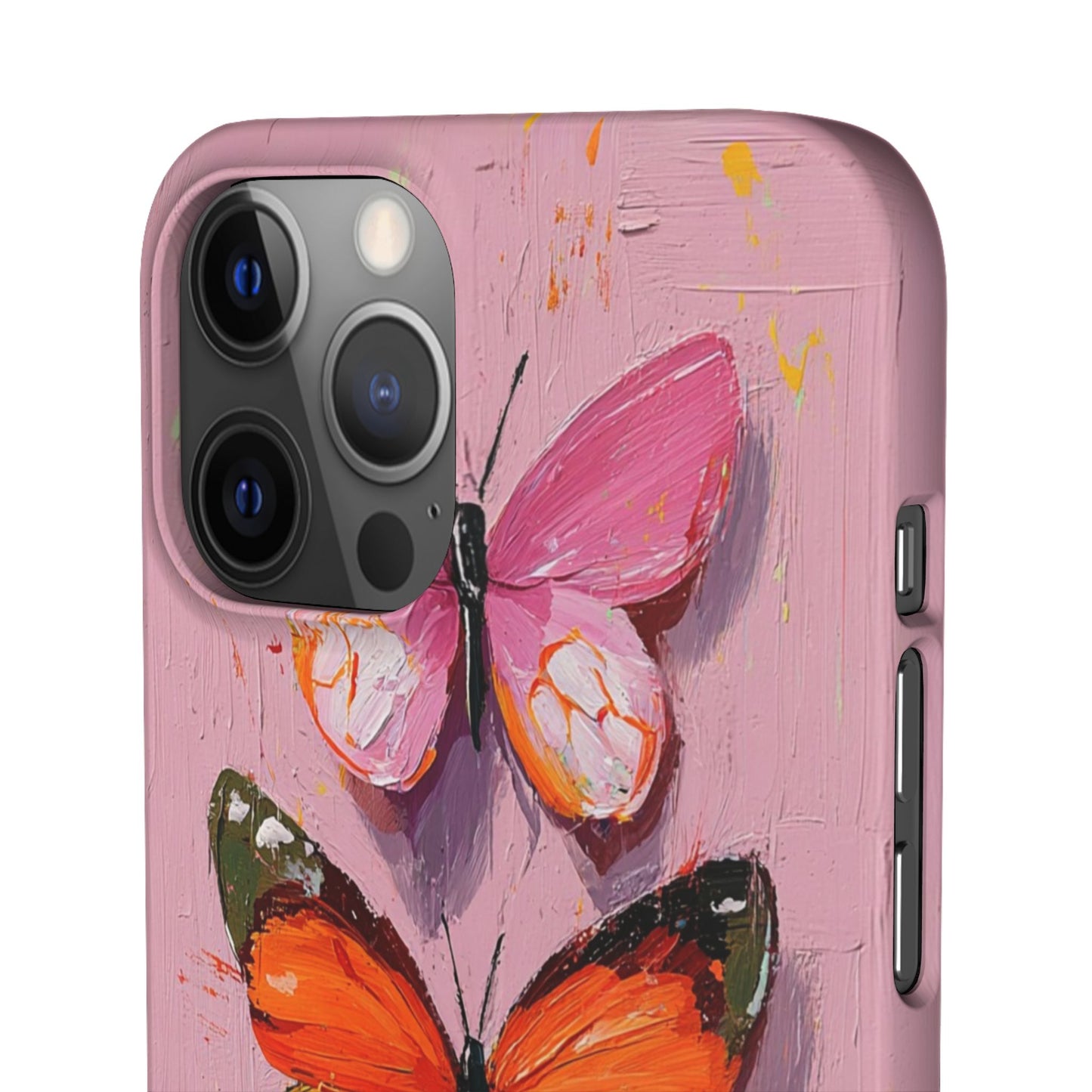 Pink Butterfly Snap Case Cover For iPhone and Samsung