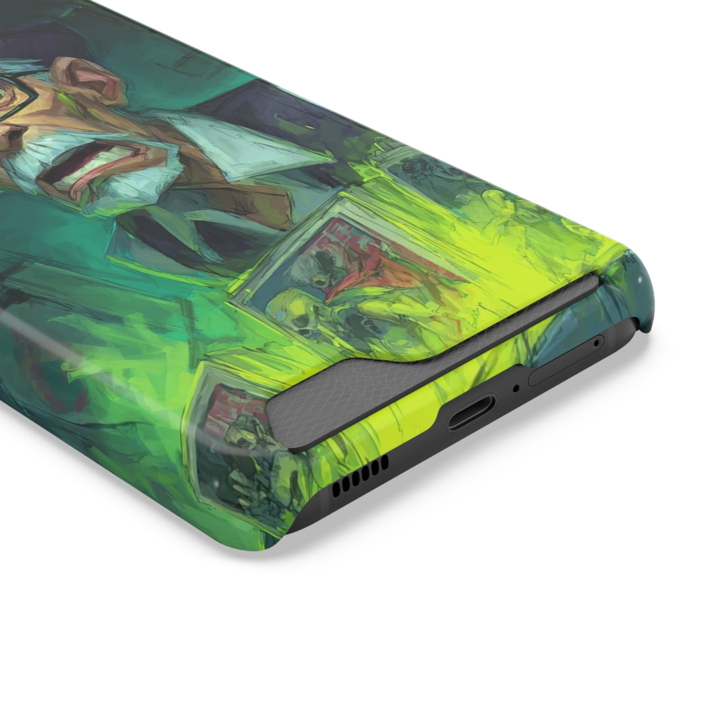 Spooky Illustrated Phone Case with Card Holder, Halloween Accessory, Unique Gift for Horror Fans, Stylish Phone Cover, Functional & Fun