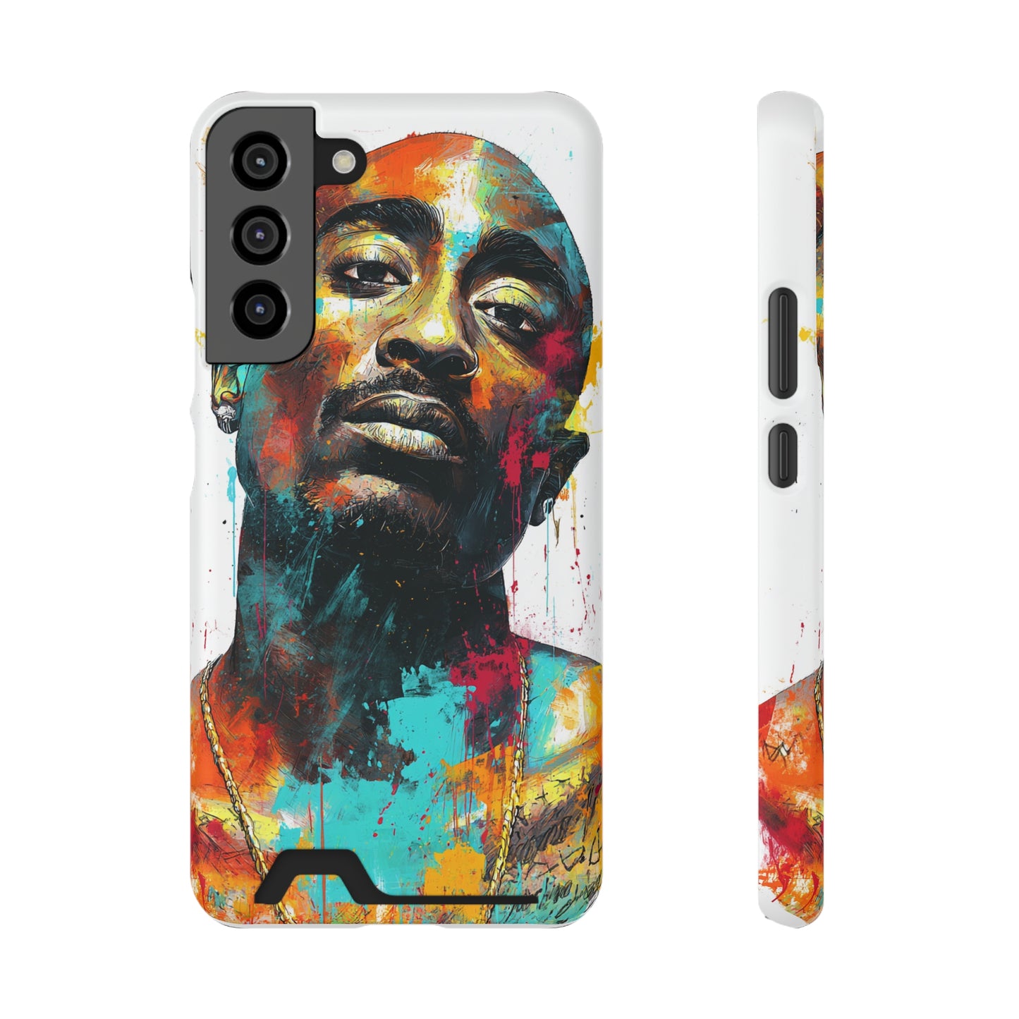 Vibrant Phone Case with Card Holder, Abstract Art Phone Cover, Stylish Smartphone Case, Unique Gift for Music Lovers, Hip-Hop Inspired Case