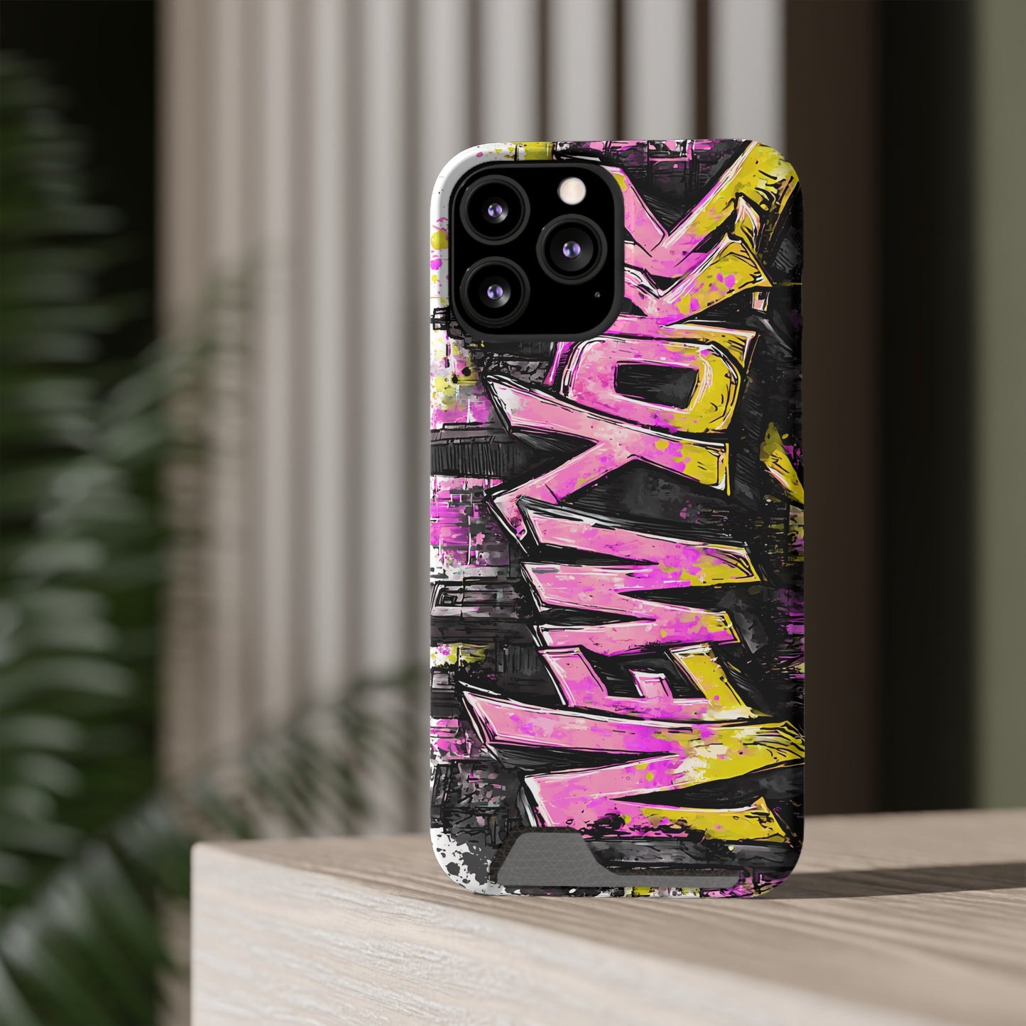 Urban Graffiti Phone Case with Card Holder, NY Street Art Phone Protection, Trendy Accessory, Gifts for City Lovers, Unique Tech Gift