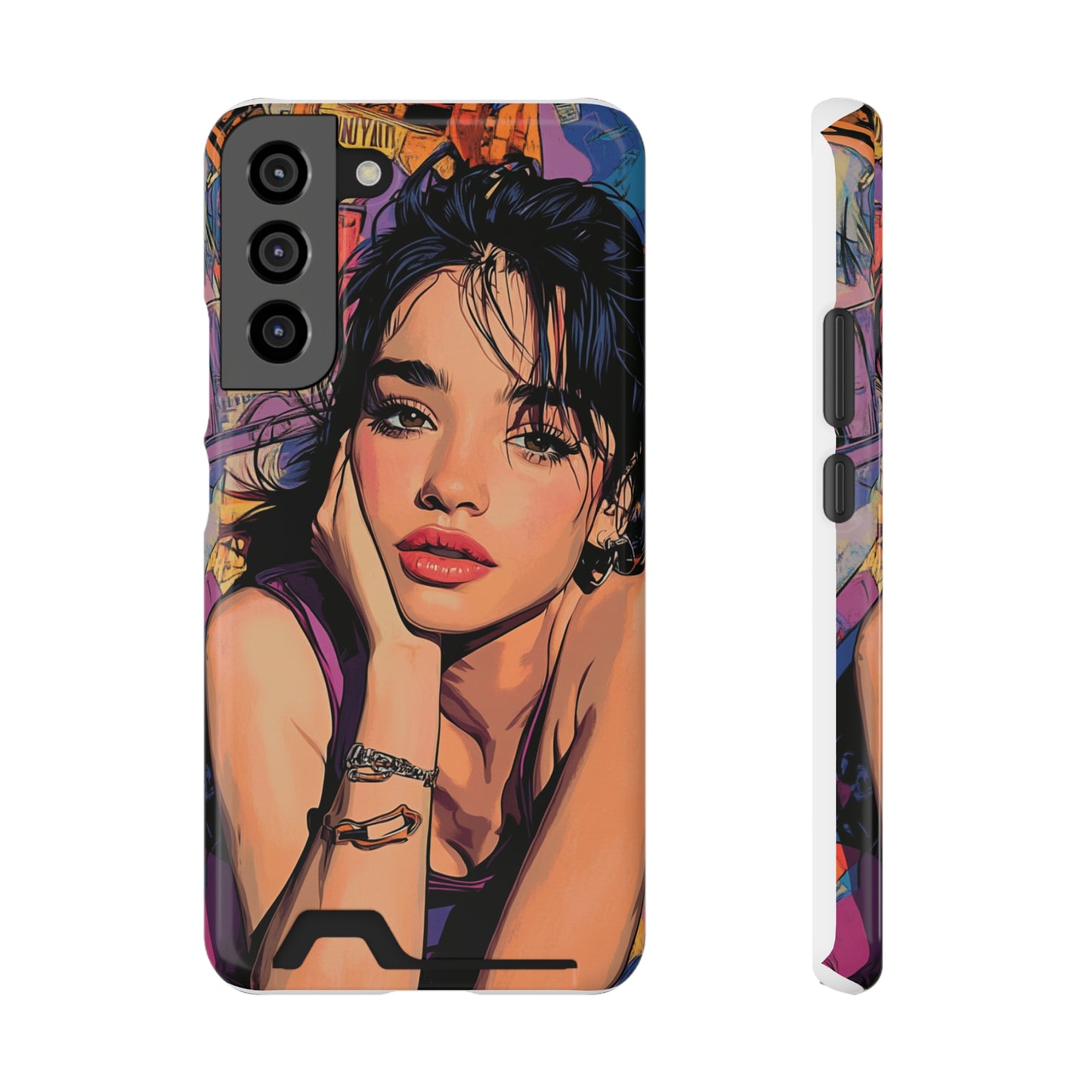 Vibrant Phone Case with Card Holder - Artistic Design for Fashion Lovers, Perfect Gift for Birthdays, Holidays, and Everyday Use