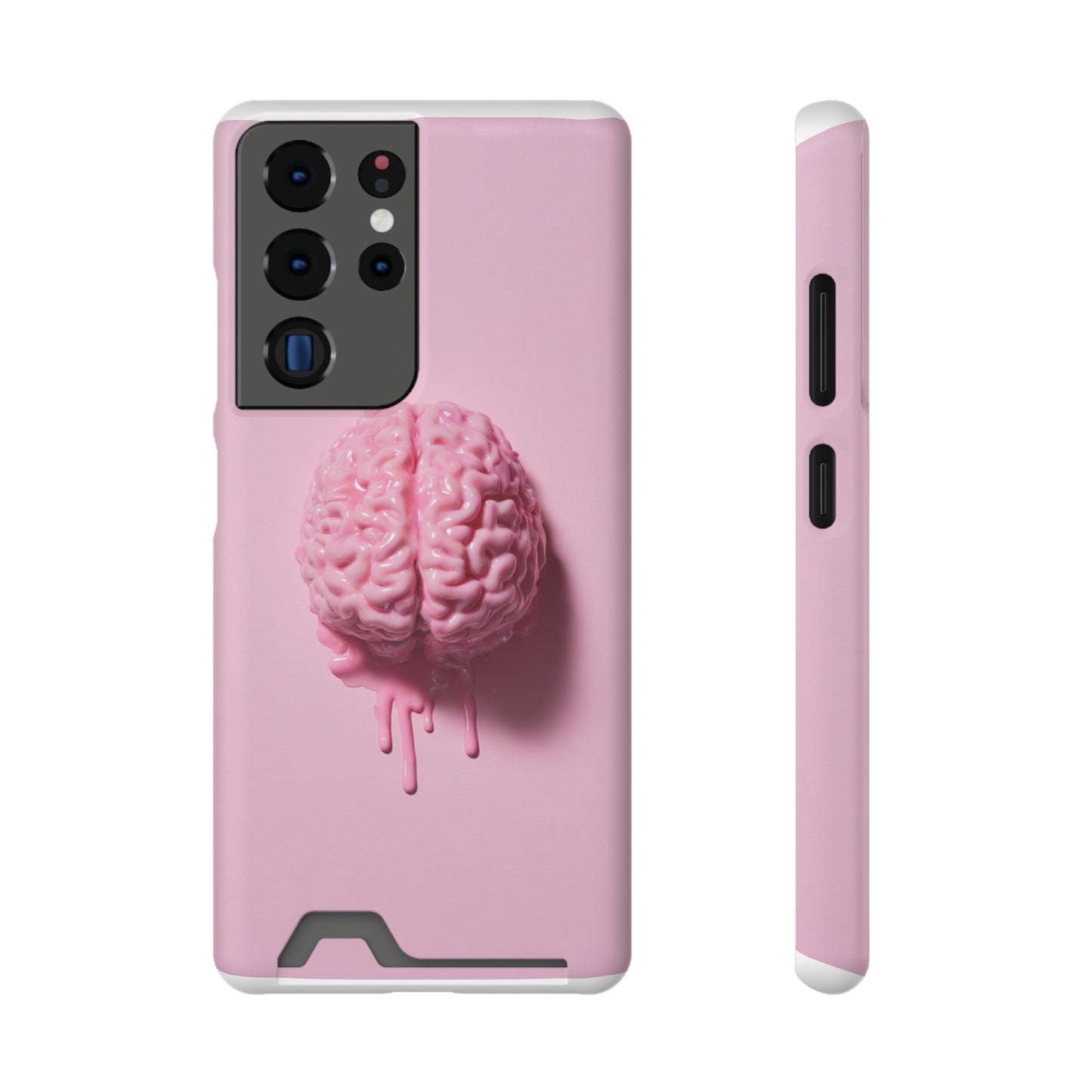 Brain Design Phone Case With Card Holder, Cute Tech Accessory, Unique Gift for Students, Stylish Phone Protection, Valentine's Day, Birthday