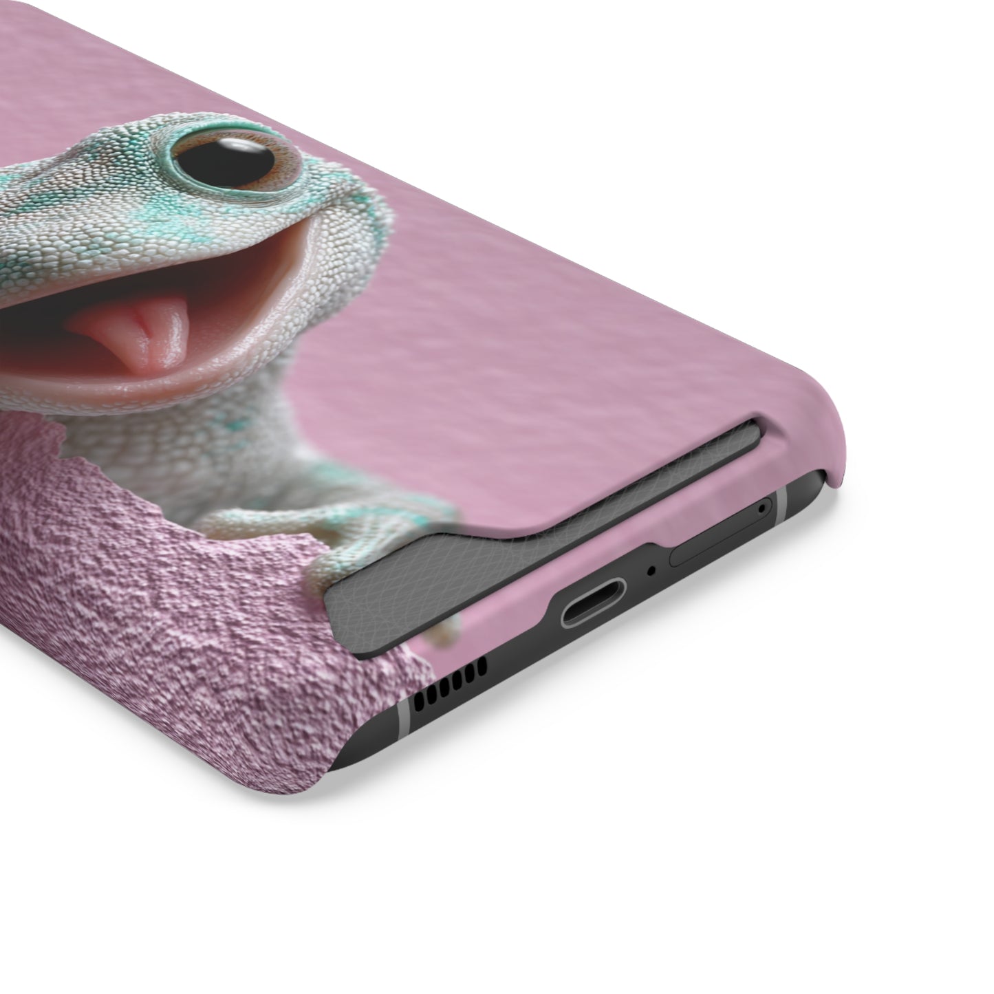 Fun Gecko Phone Case with Card Holder, Cute Cell Phone Accessory, Animal Lover Gift, Party Favor, Unique Phone Cover