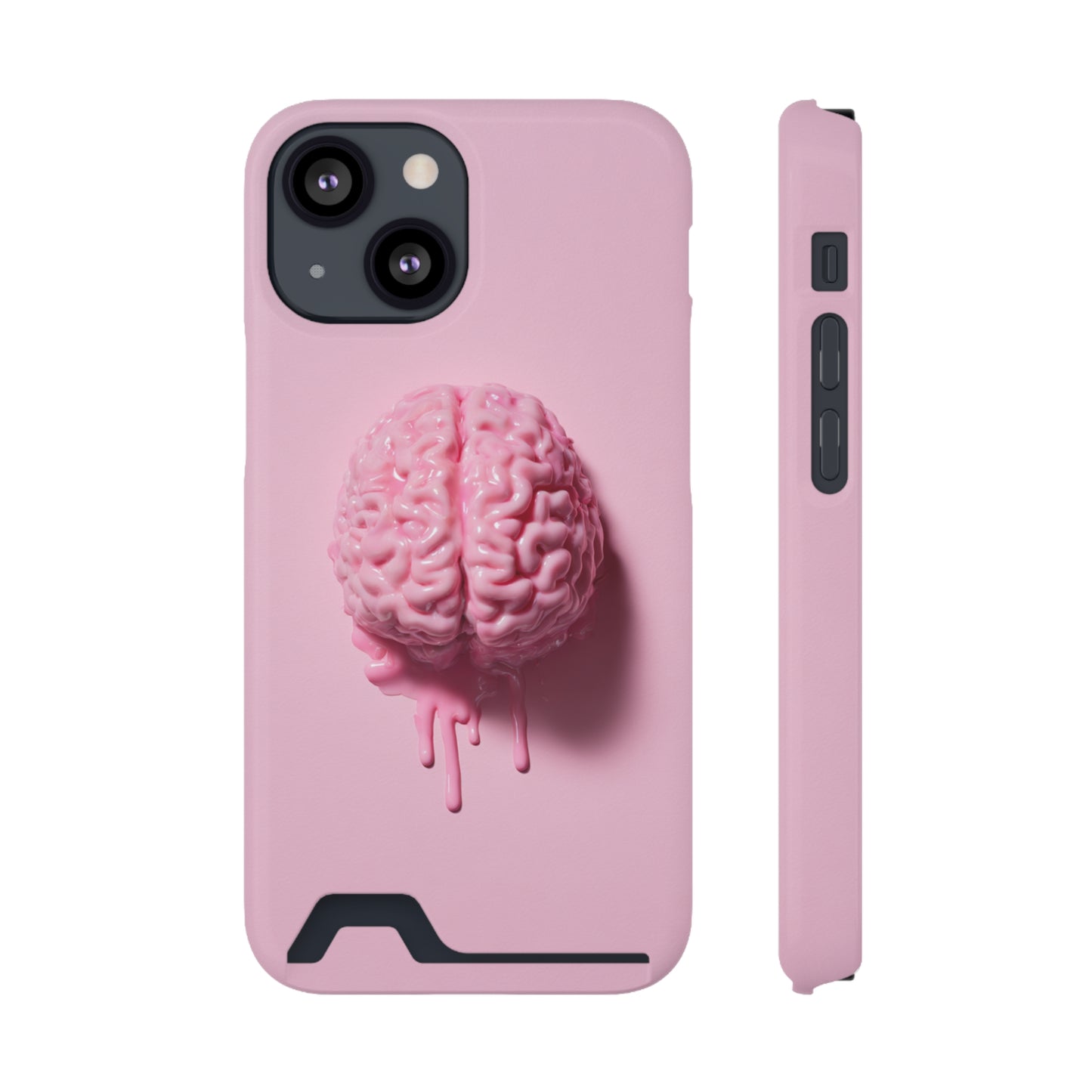 Brain Design Phone Case With Card Holder, Cute Tech Accessory, Unique Gift for Students, Stylish Phone Protection, Valentine's Day, Birthday