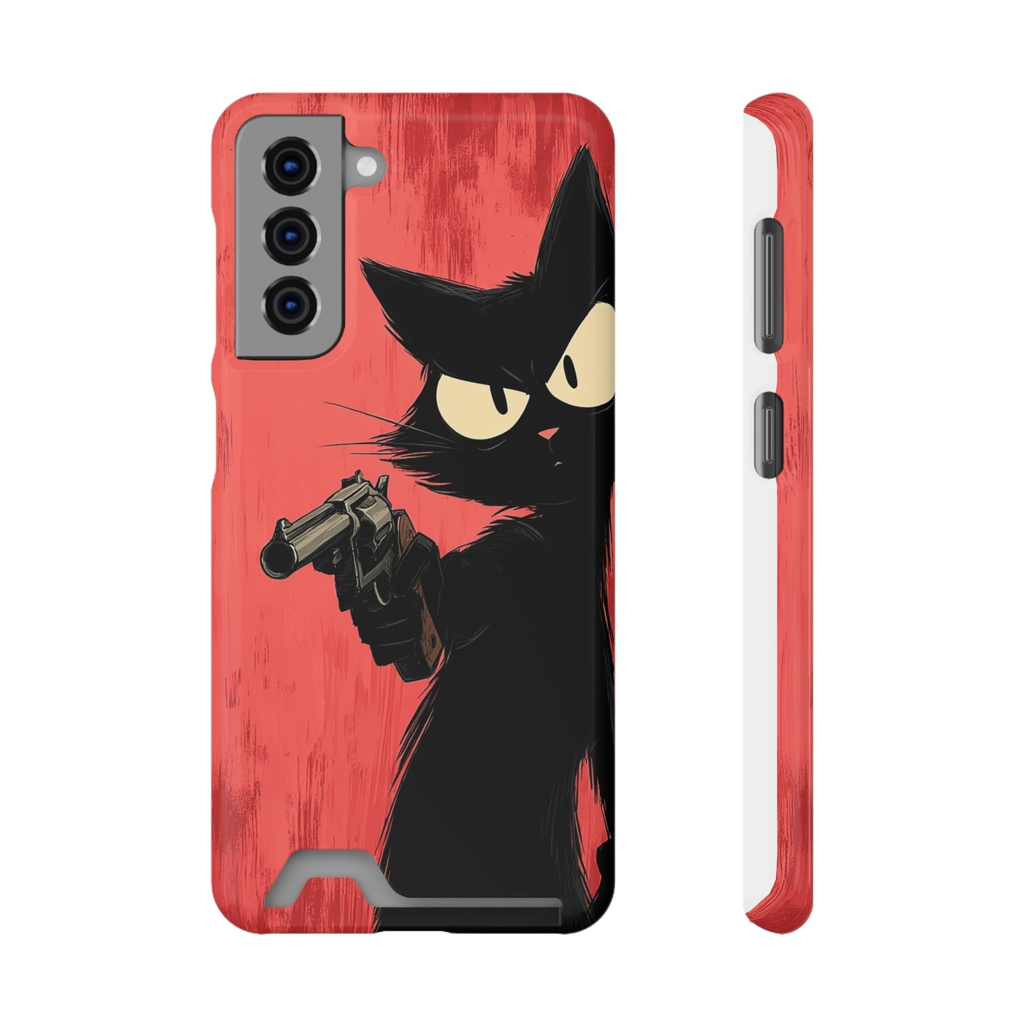 Stylish Catfather Phone Case with Card Holder - Cartoon Cat Art, Cat Lovers Gift, Functional Phone Accessory, Perfect for Any Occasion